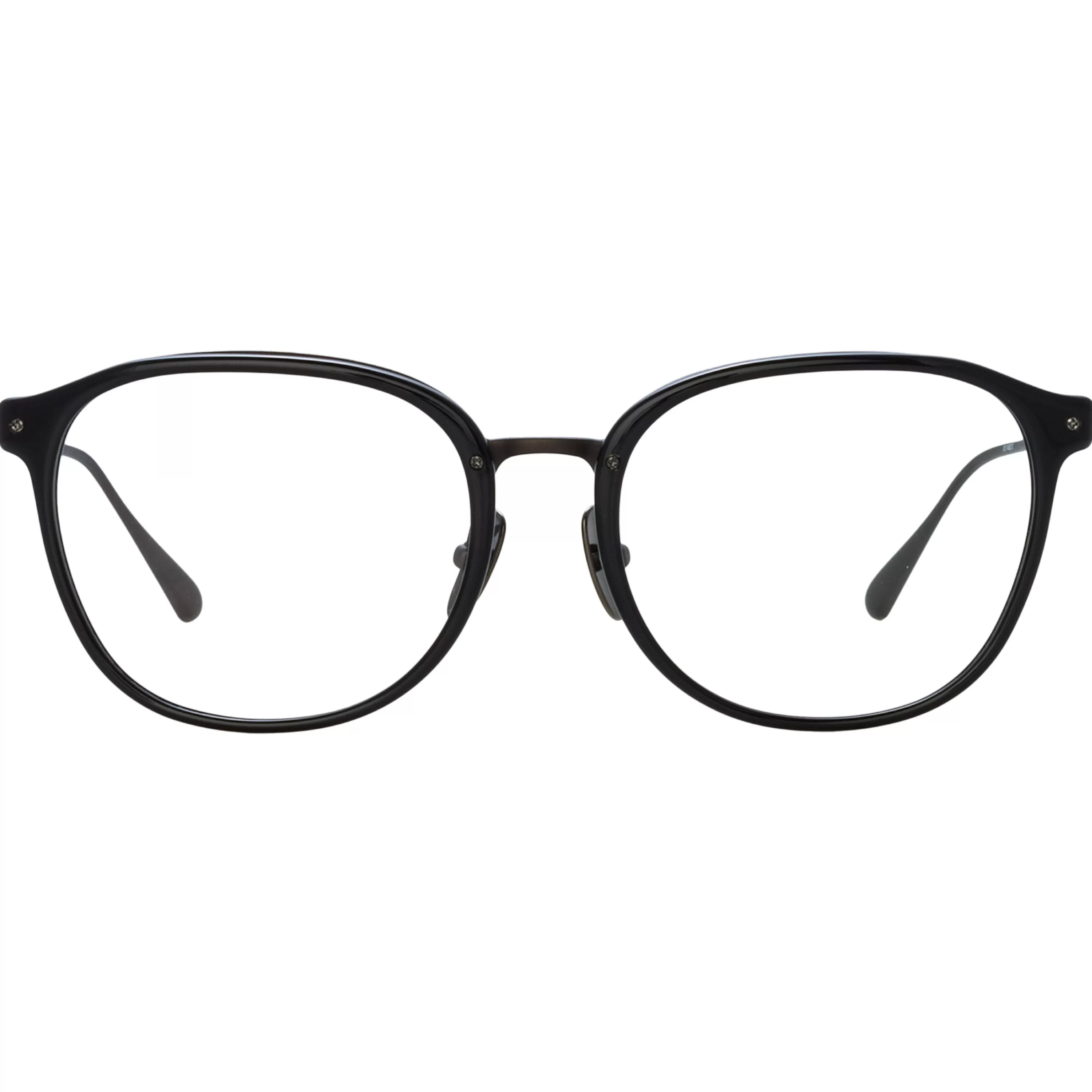 Women LINDA FARROW LUXE Men's Park Optical D-Frame in Black and Matt Nickel
