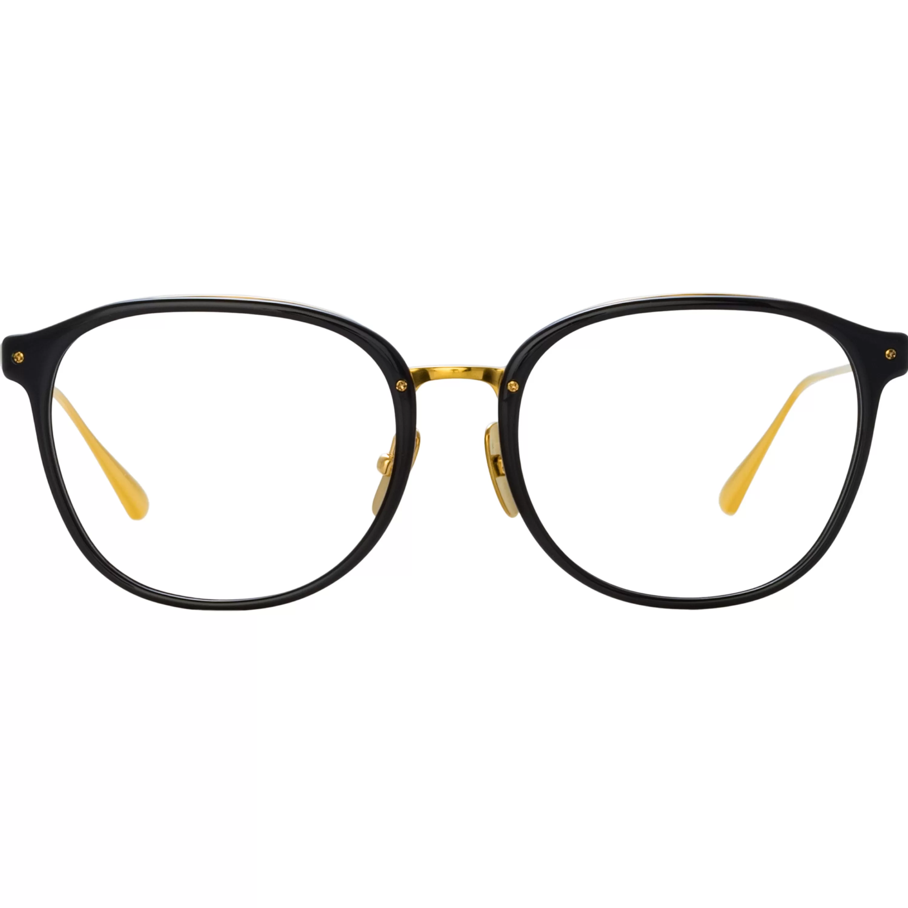 Women LINDA FARROW LUXE Men's Park Optical D-Frame in Black and Yellow Gold