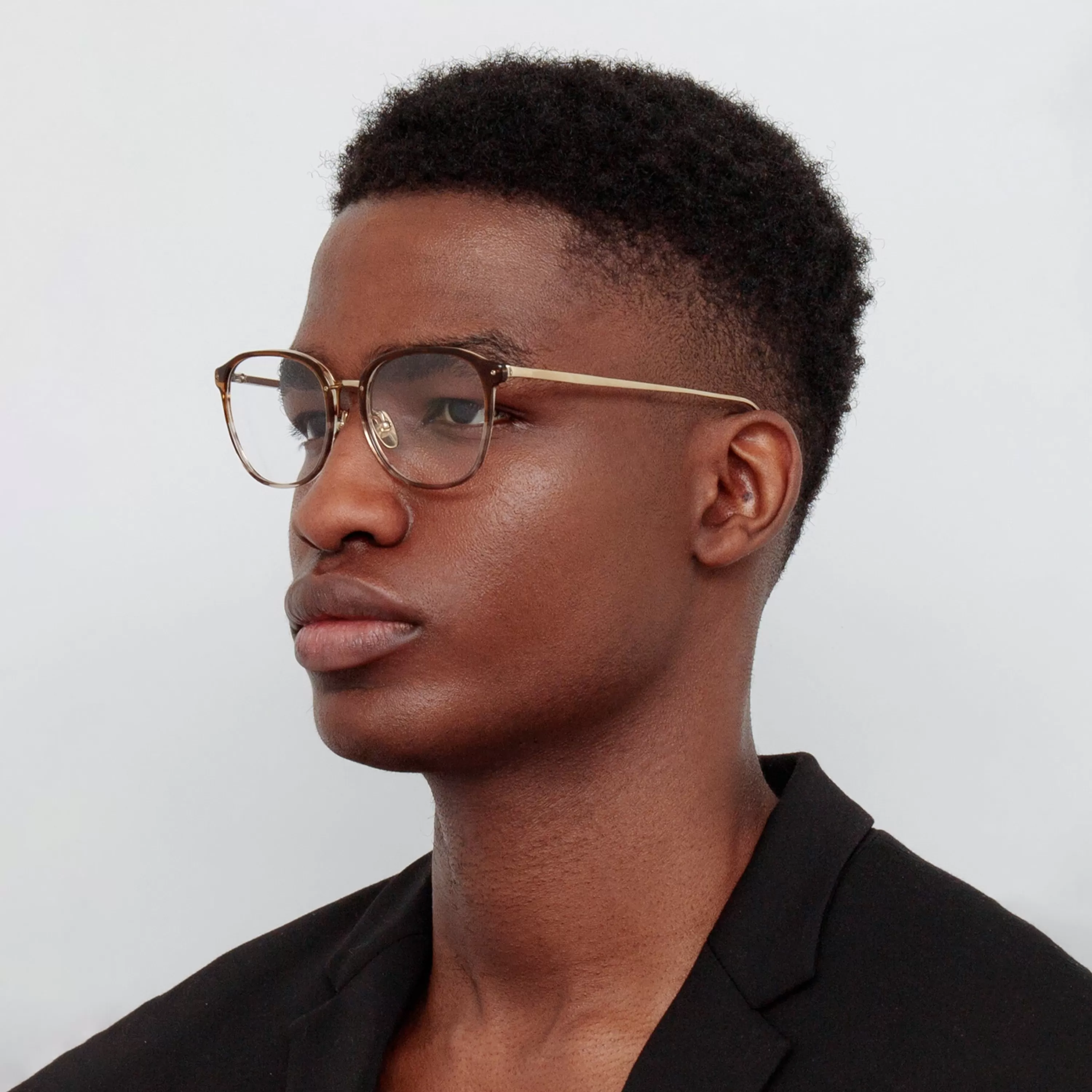 Women LINDA FARROW LUXE Men's Park Optical D-Frame in Caramel Horn