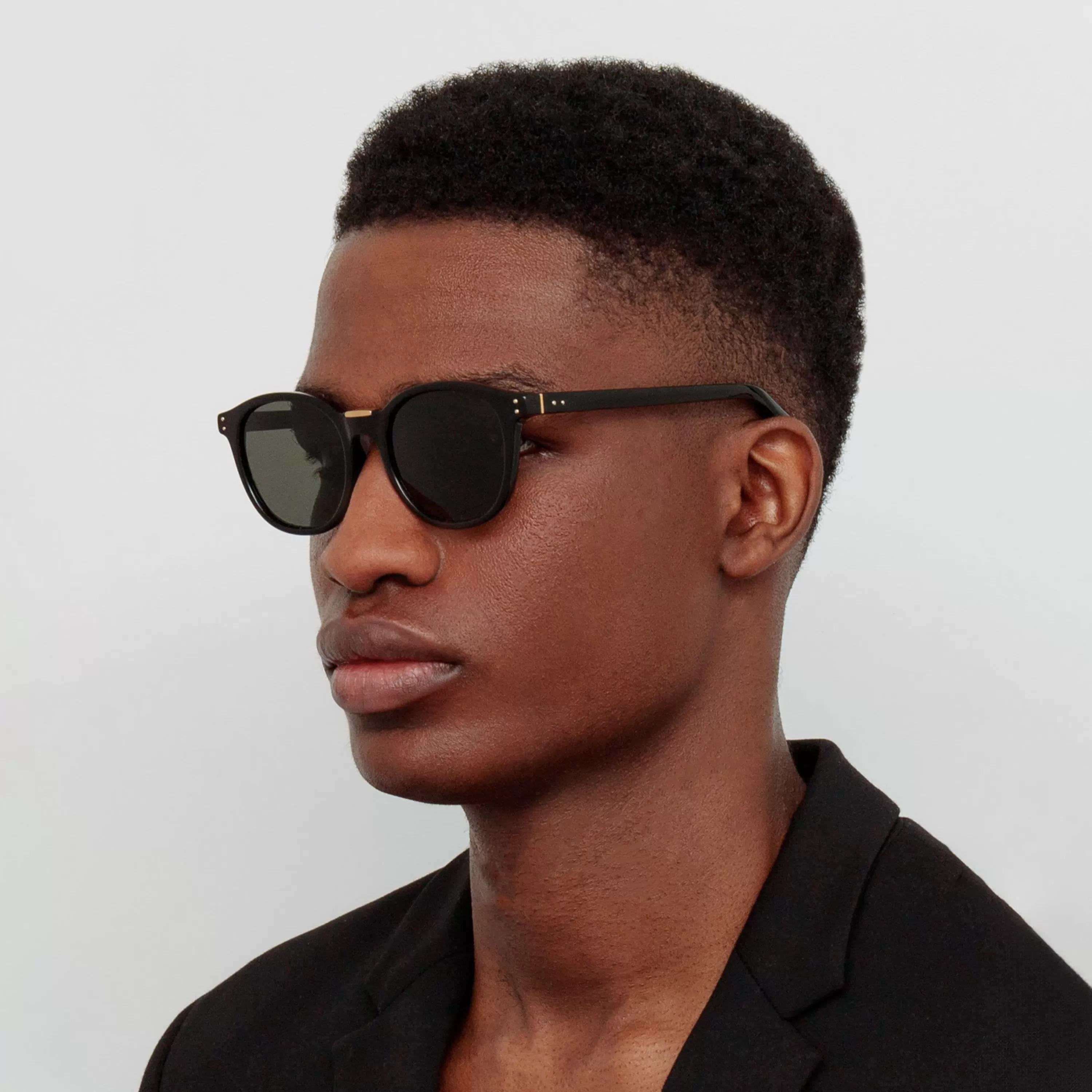 LINDA FARROW LUXE Men's Powell D-Frame Sunglasses in Black