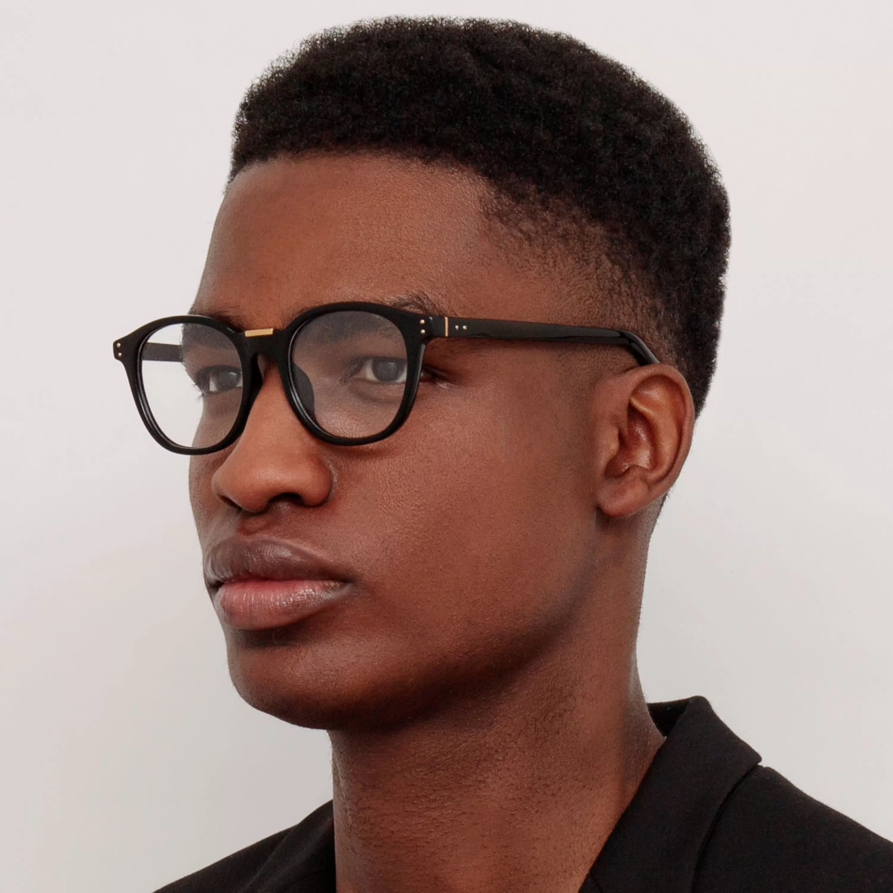 LINDA FARROW (U.K.) Men's Powell Optical D-Frame in Black