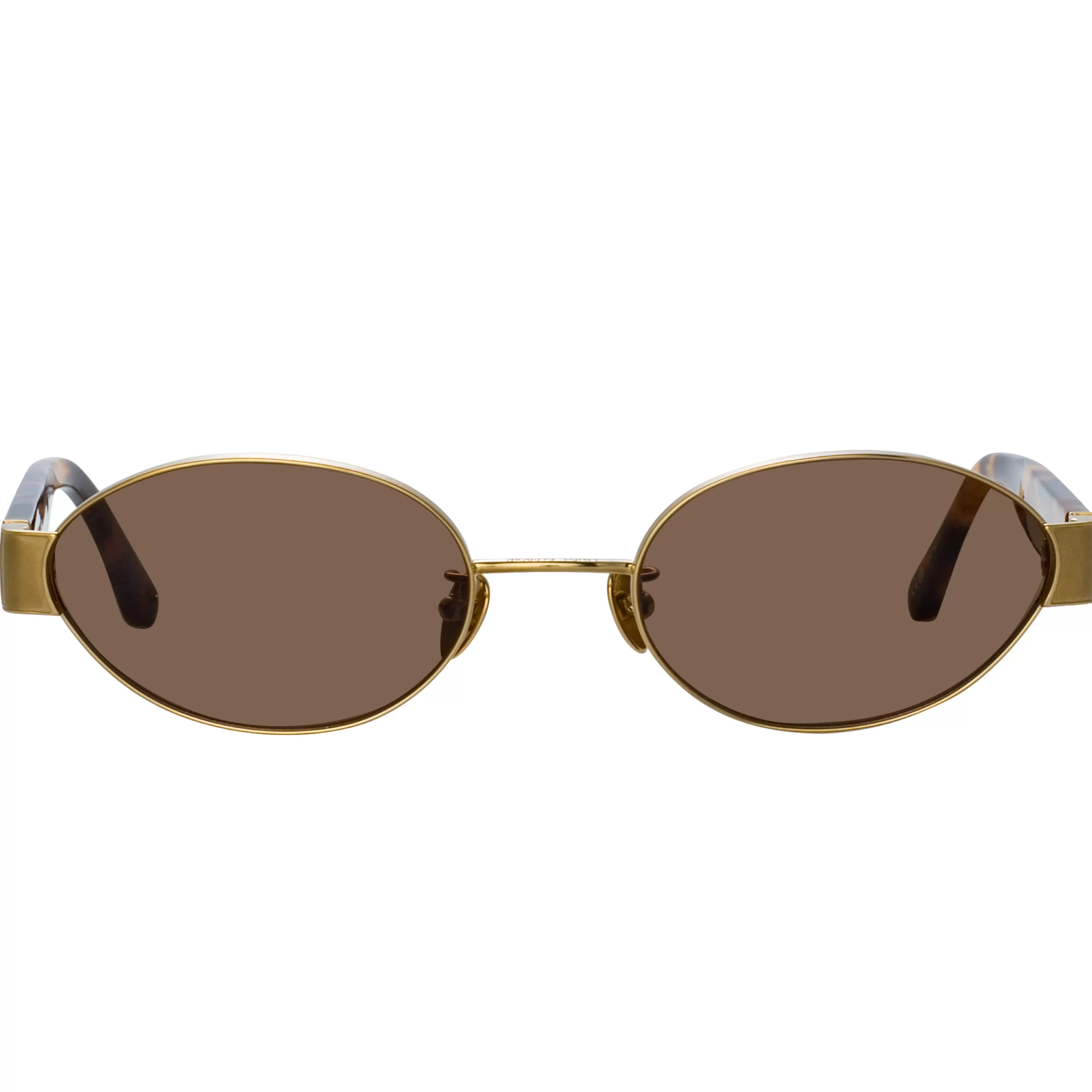 LINDA FARROW (U.K.) Men's Sadie Oval Sunglasses in Light Gold