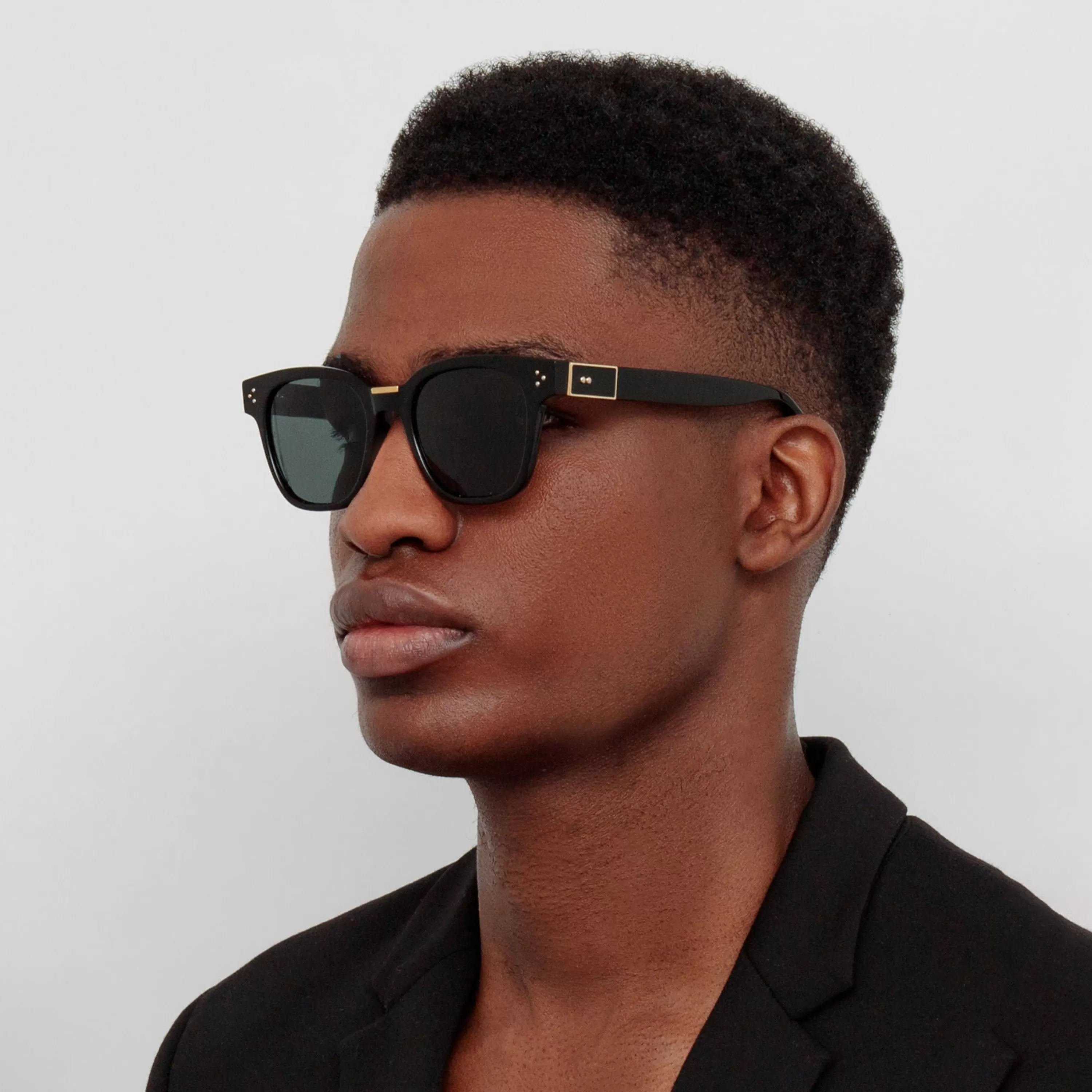 LINDA FARROW (U.K.) Men's Sanchez D-Frame Sunglasses in Black