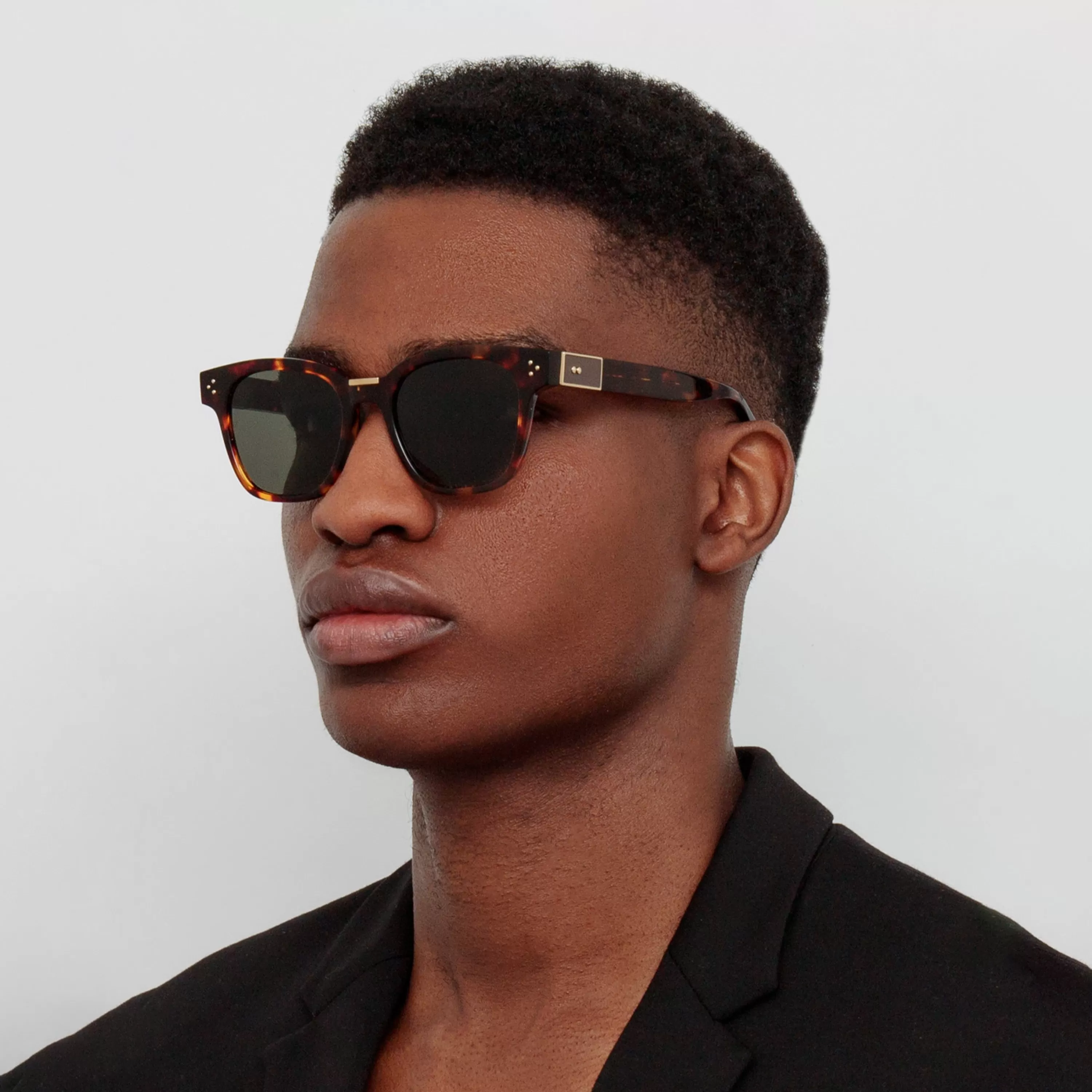 LINDA FARROW (U.K.) Men's Sanchez D-Frame Sunglasses in Tortoiseshell