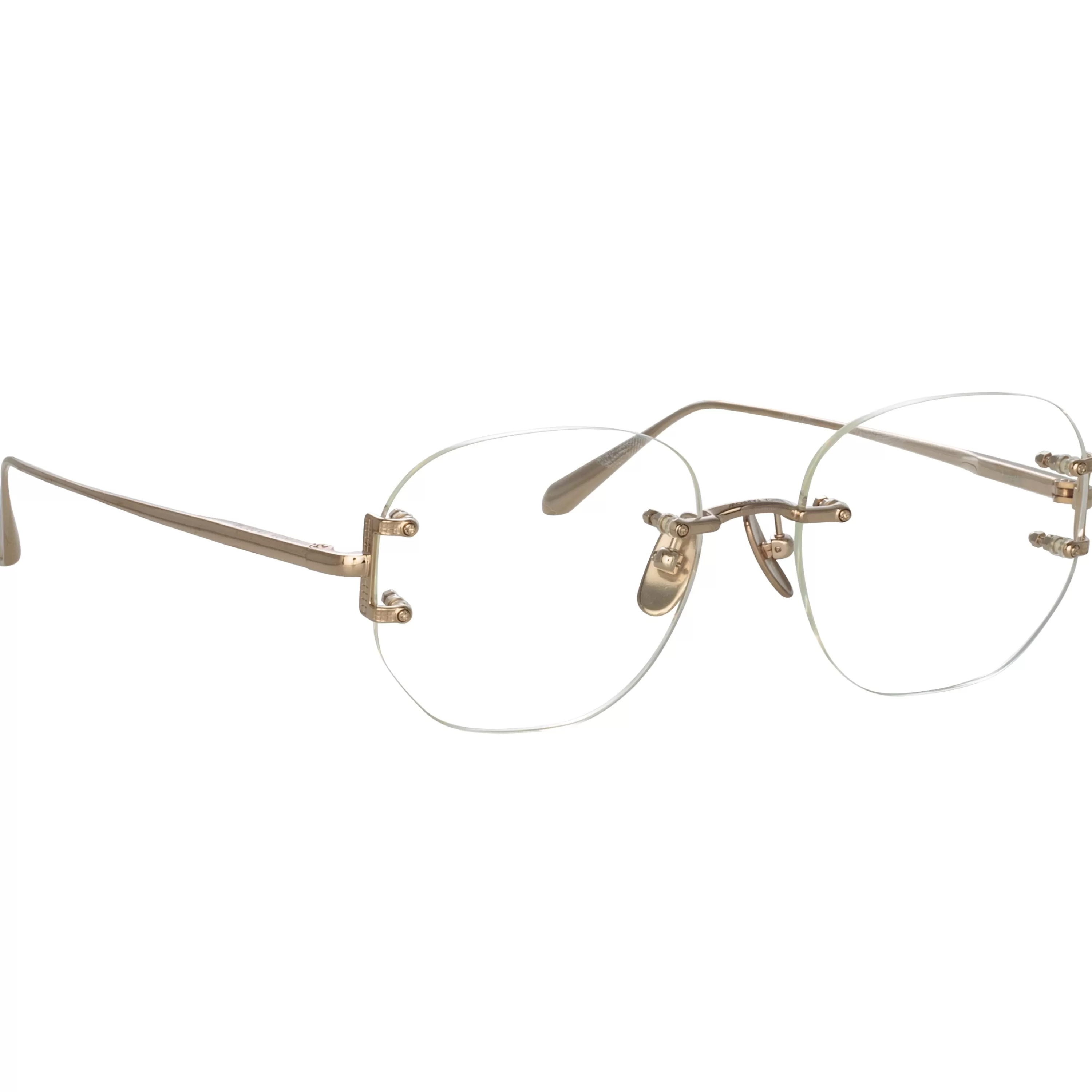 LINDA FARROW (U.K.) Men's Sandor Angular Optical Frame in Light Gold
