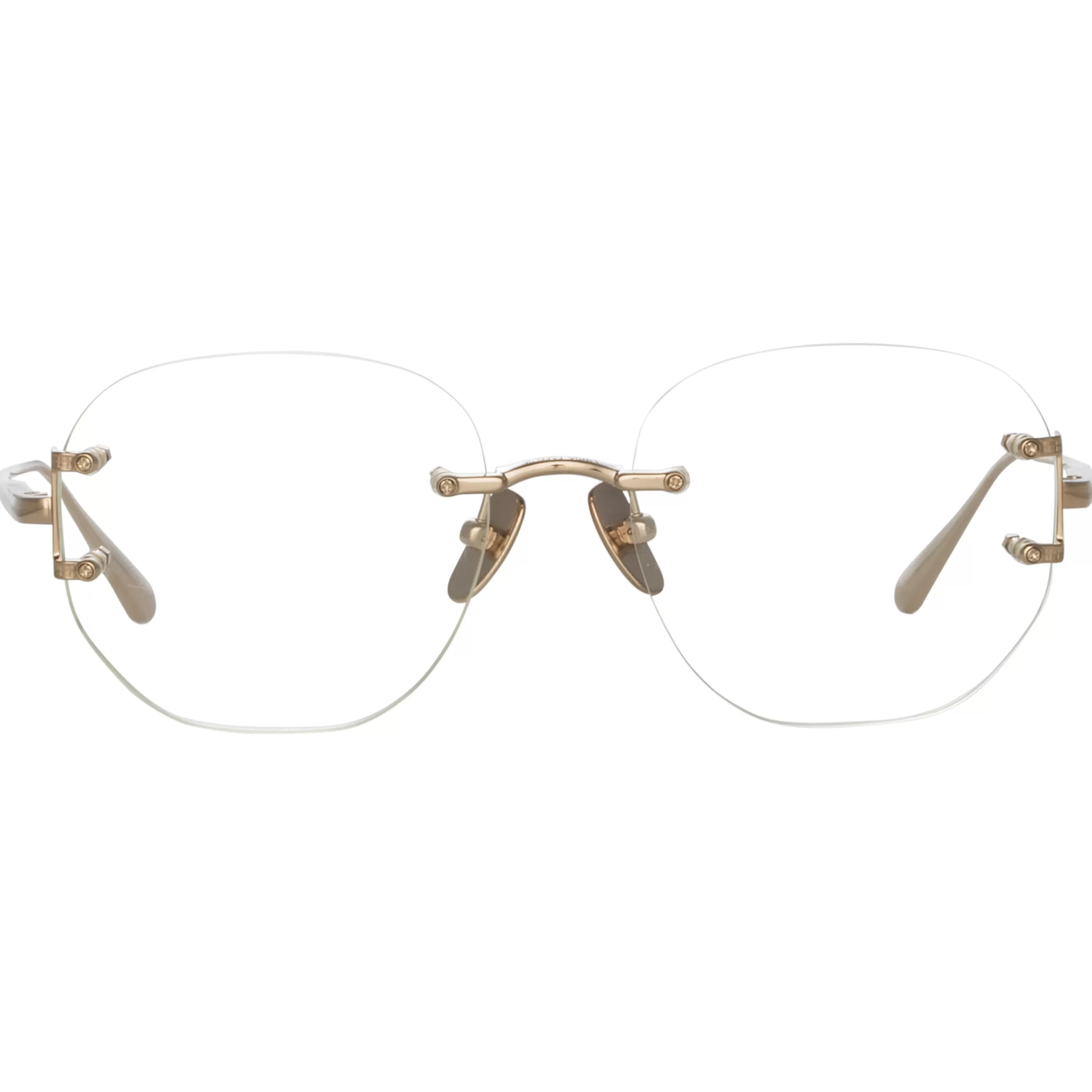 LINDA FARROW (U.K.) Men's Sandor Angular Optical Frame in Light Gold