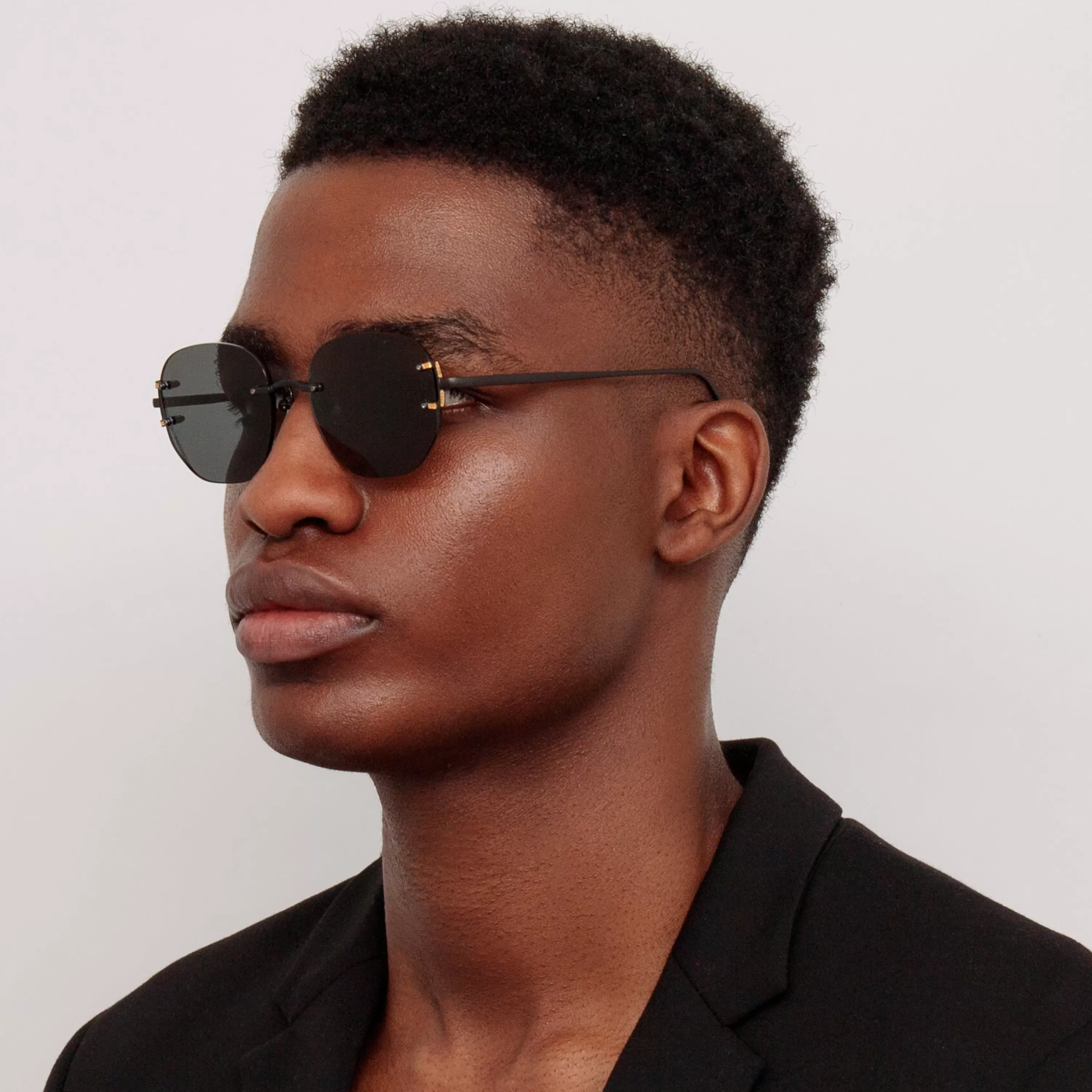 LINDA FARROW (U.K.) Men's Sandor Angular Sunglasses in Matt Nickel