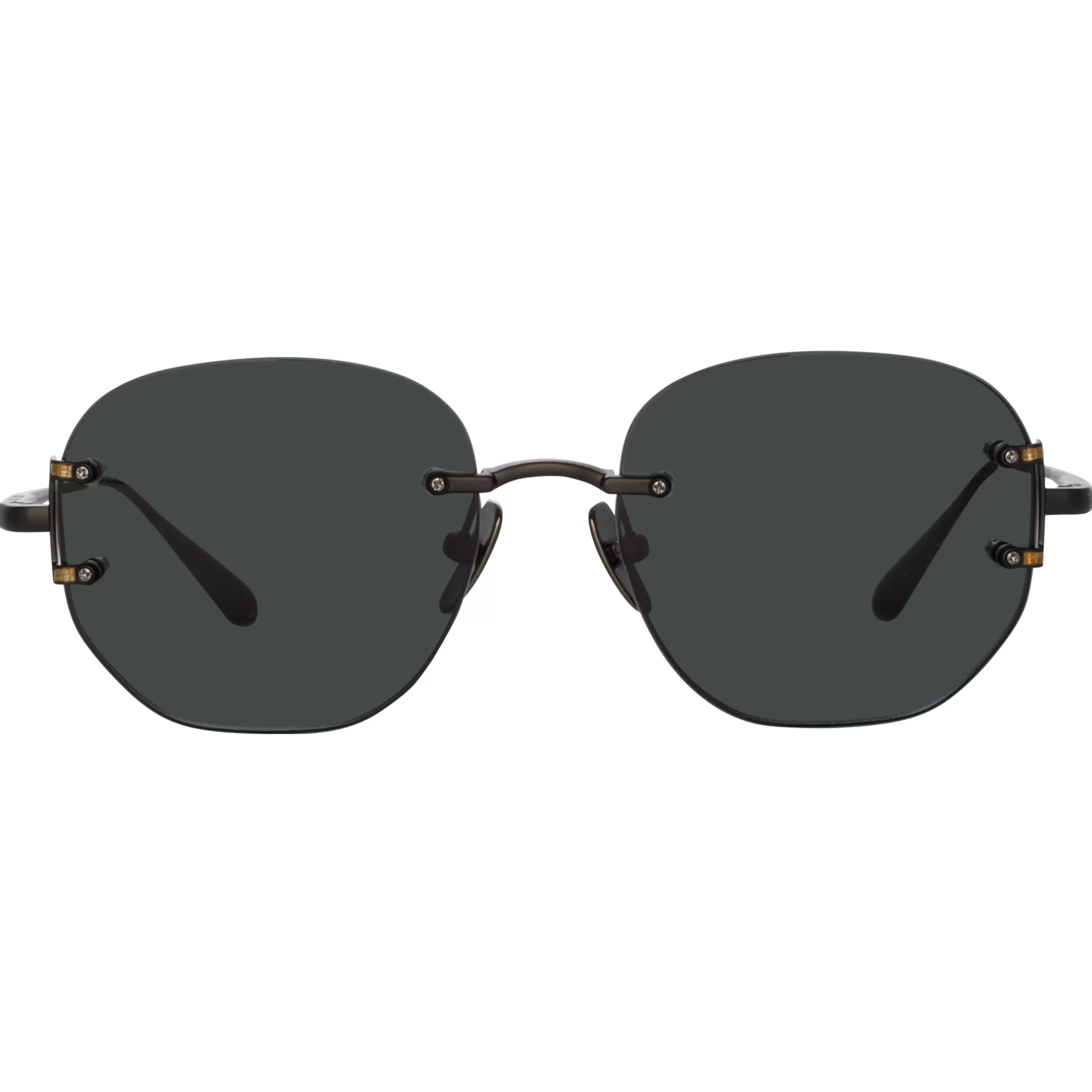 LINDA FARROW (U.K.) Men's Sandor Angular Sunglasses in Matt Nickel