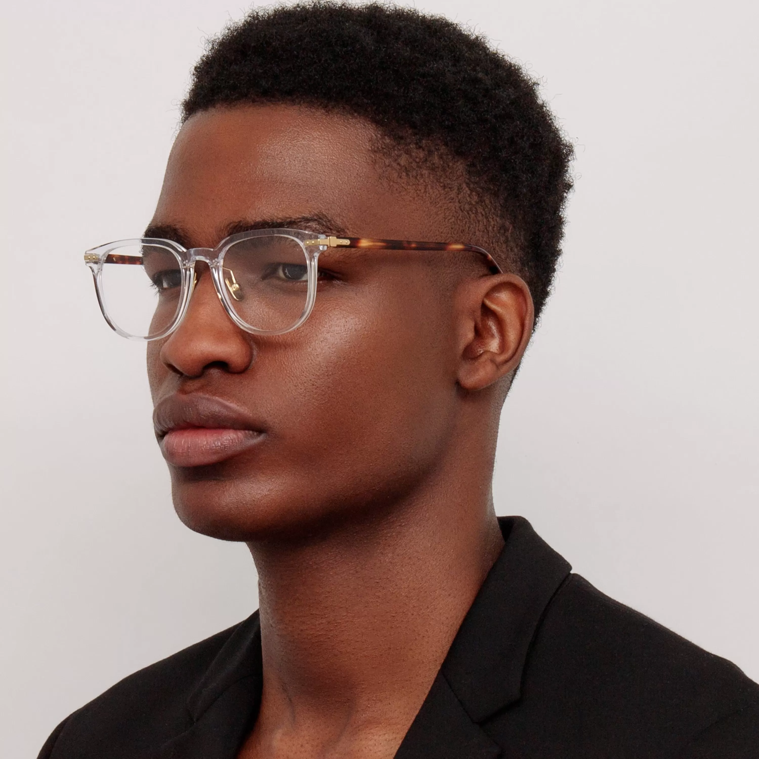 LINDA FARROW (U.K.) Men's Sullivan Optical D-Frame in Clear (Asian Fit)