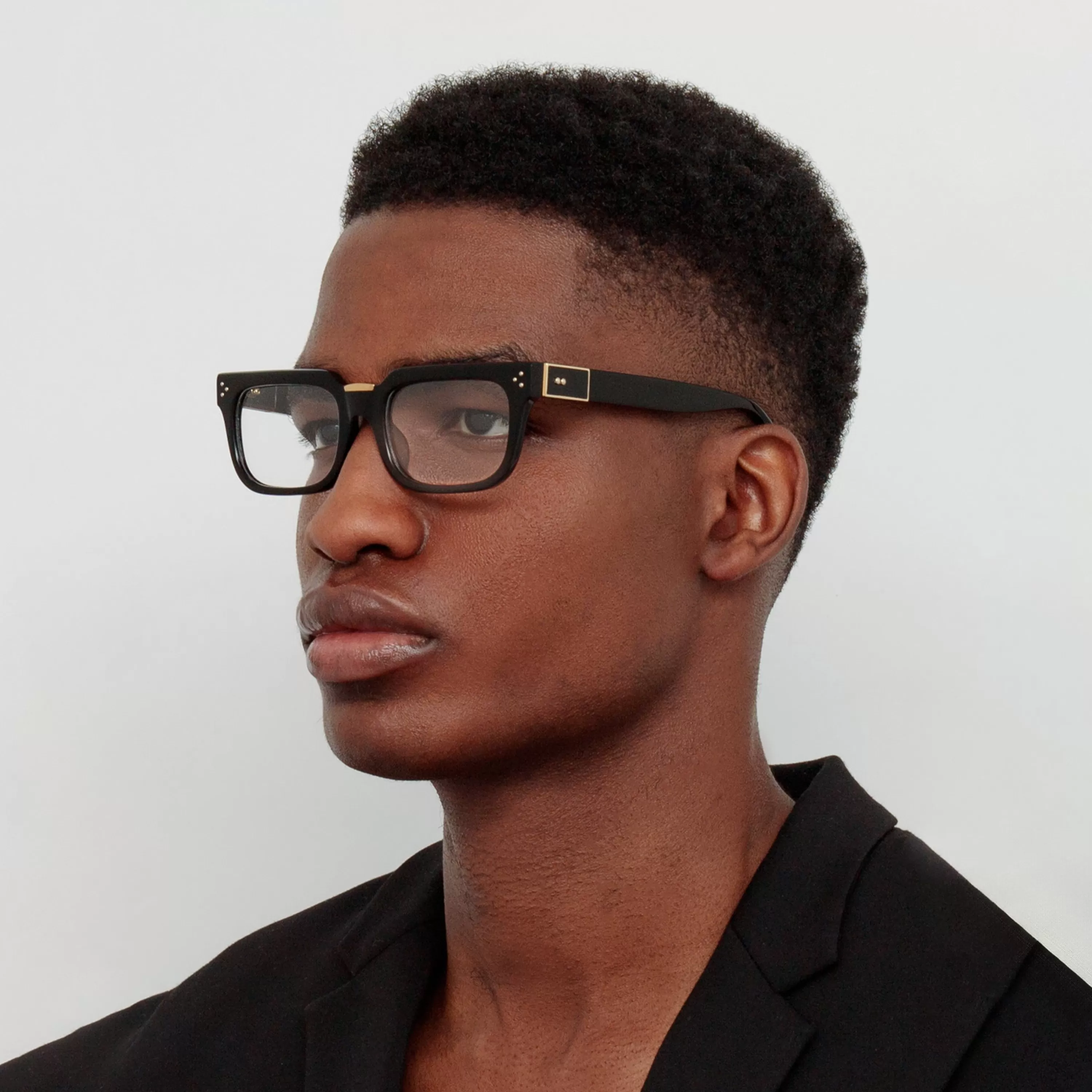 Women LINDA FARROW (U.K.) Men's Yoan Angular Optical Frame in Black