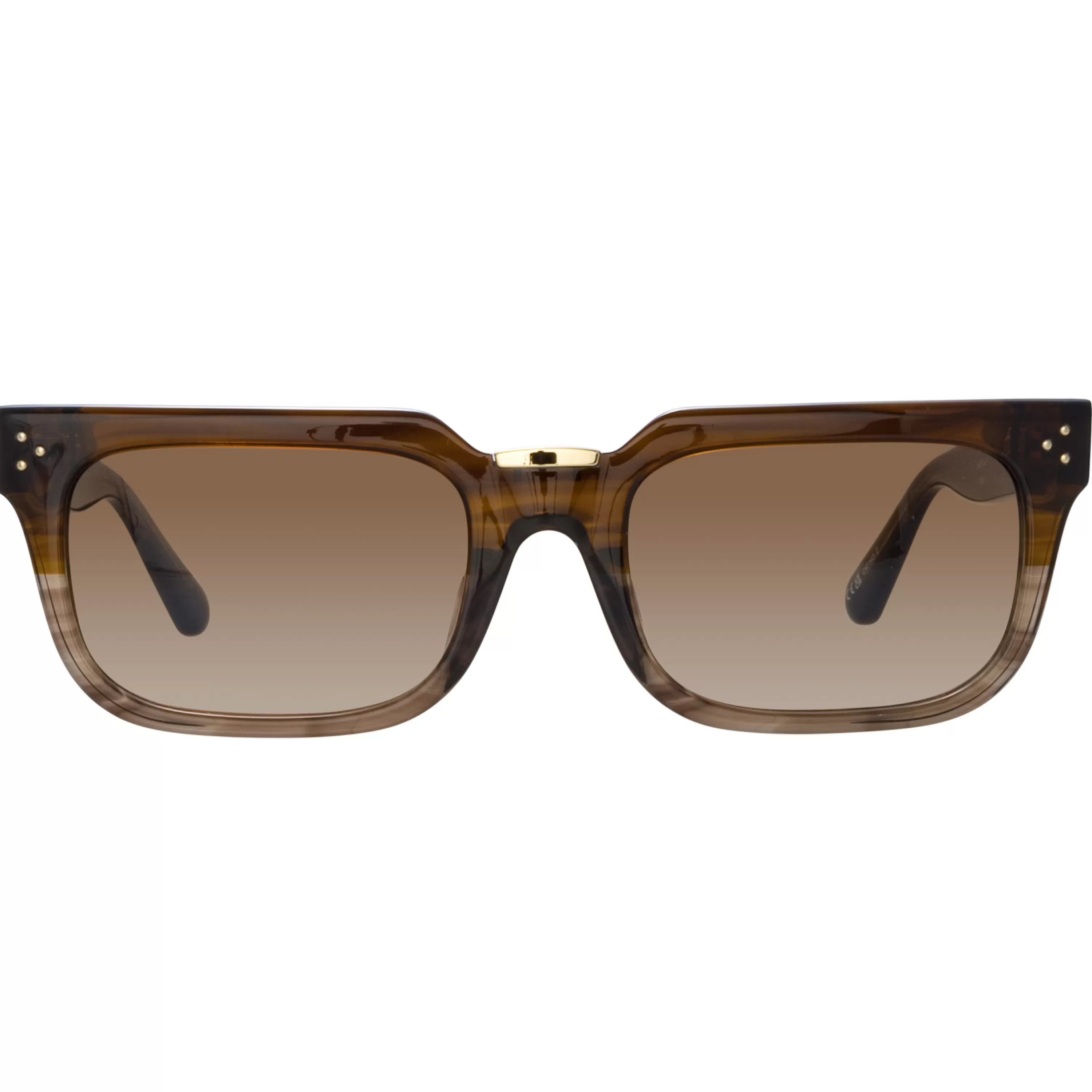 LINDA FARROW (U.K.) Men's Yoan Angular Sunglasses in Caramel Horn