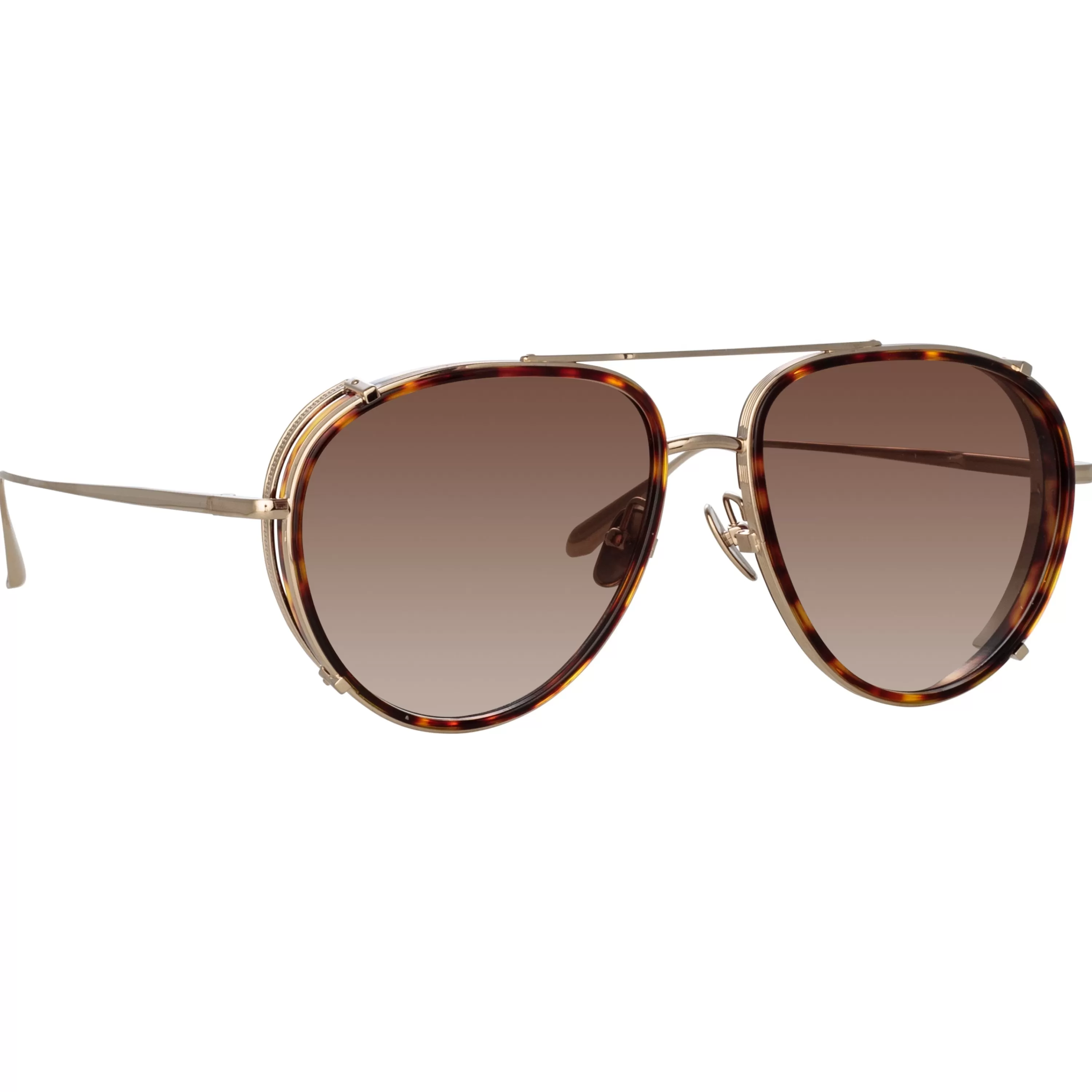 LINDA FARROW (U.K.) Men'sDimitri Aviator Sunglasses in Light Gold