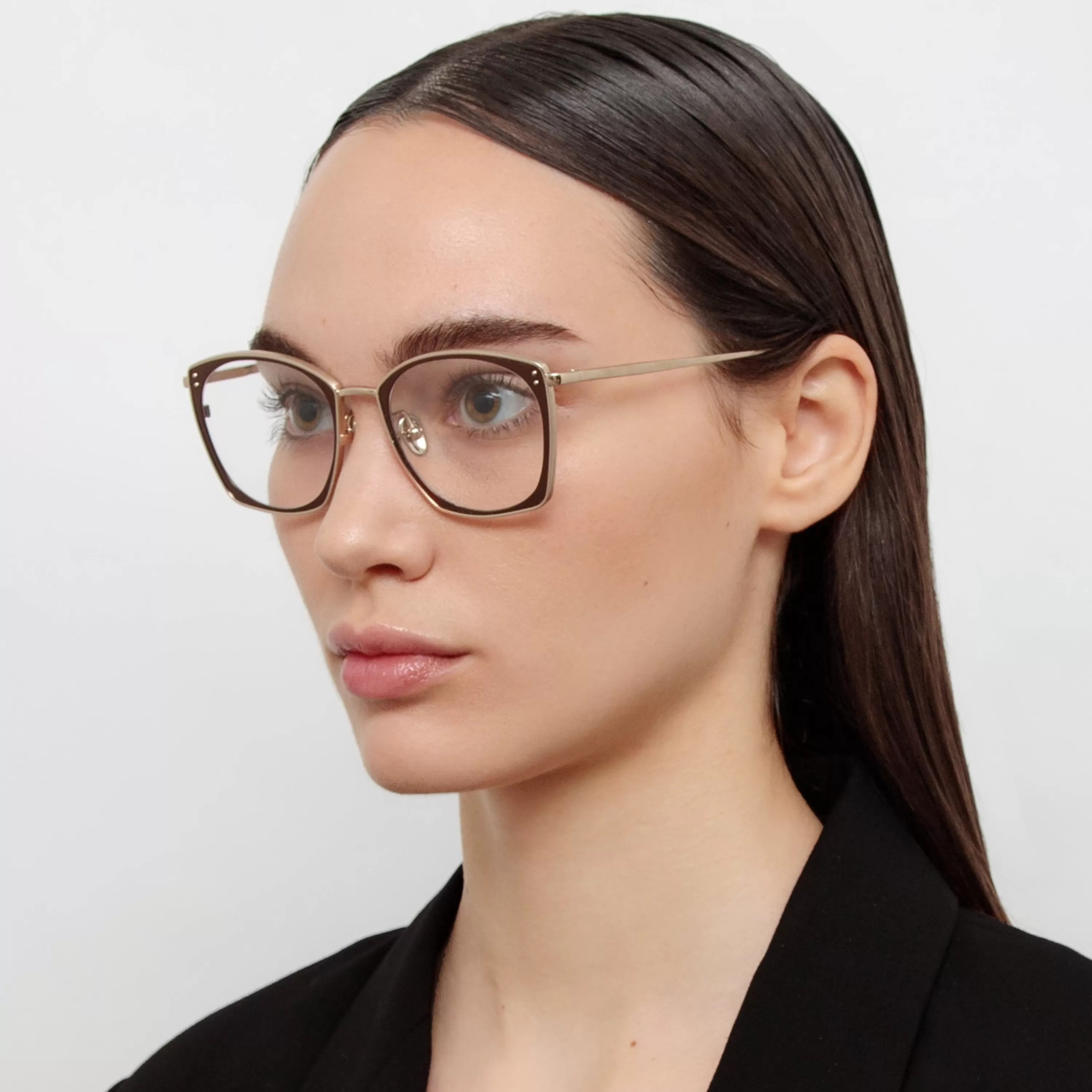 Women LINDA FARROW (U.K.) Milo Square Optical Frame in Light Gold