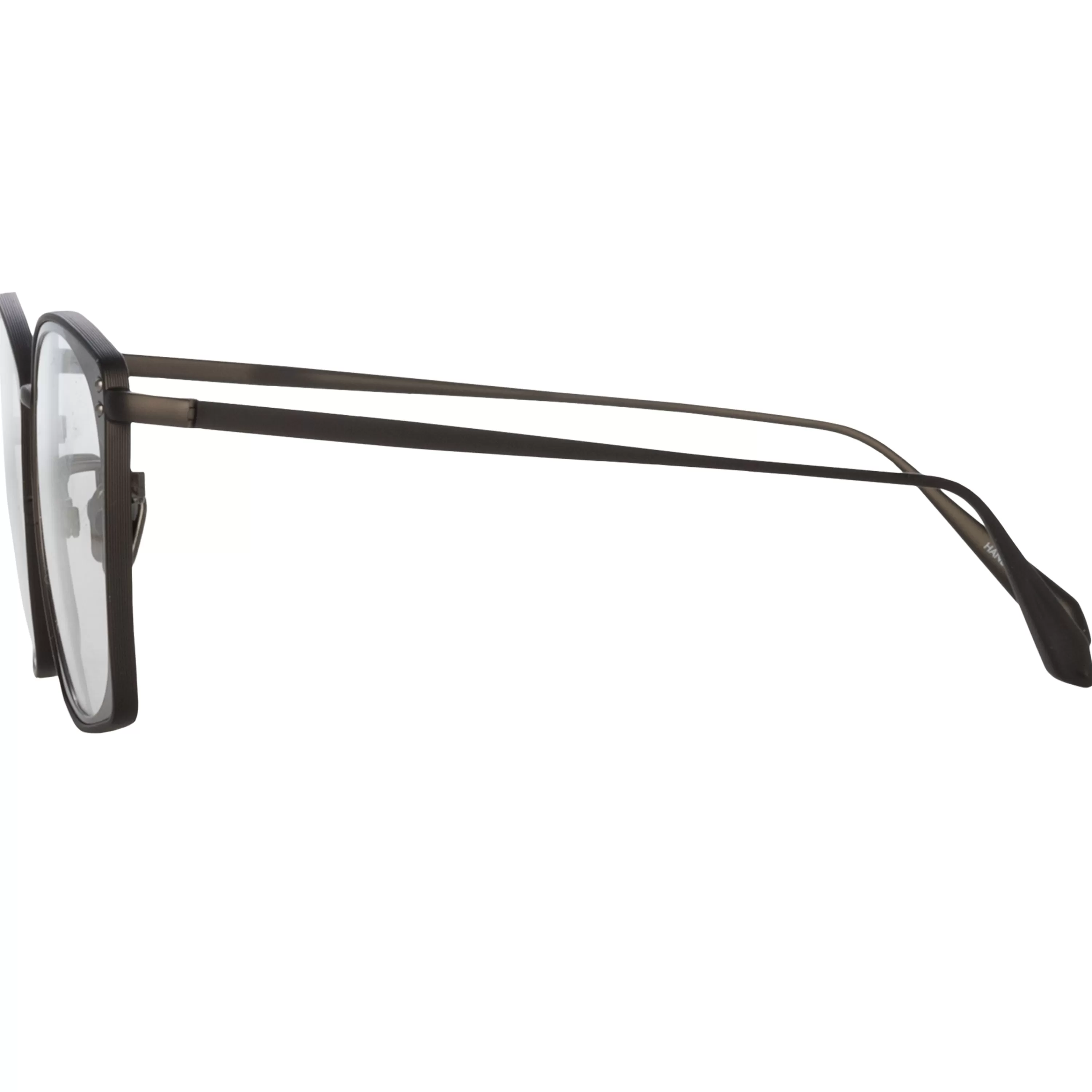 milo_square_optical_frame_in_matt_nickel_3.webp LINDA FARROW (U.K.) Milo Square Optical Frame in Matt Nickel