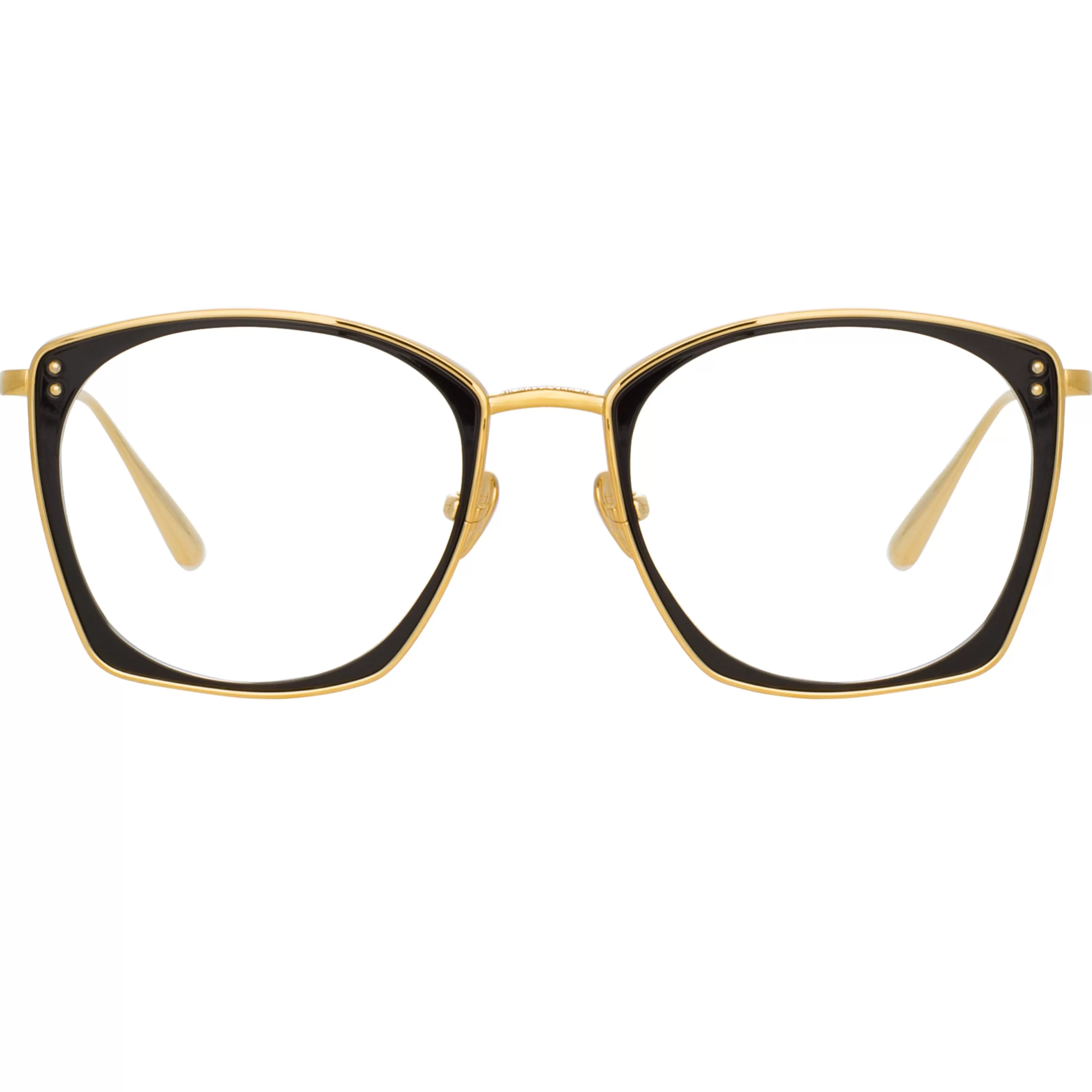 LINDA FARROW (U.K.) Milo Square Optical Frame in Yellow Gold