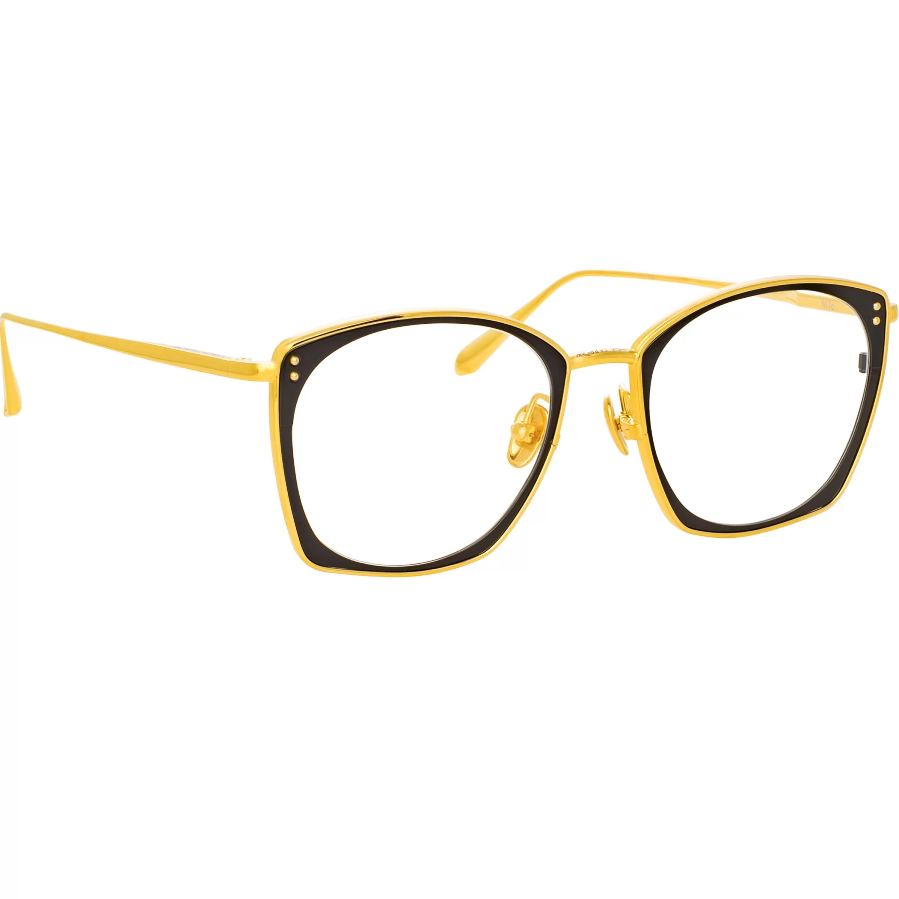 milo_square_optical_frame_in_yellow_gold_4.webp LINDA FARROW (U.K.) Milo Square Optical Frame in Yellow Gold