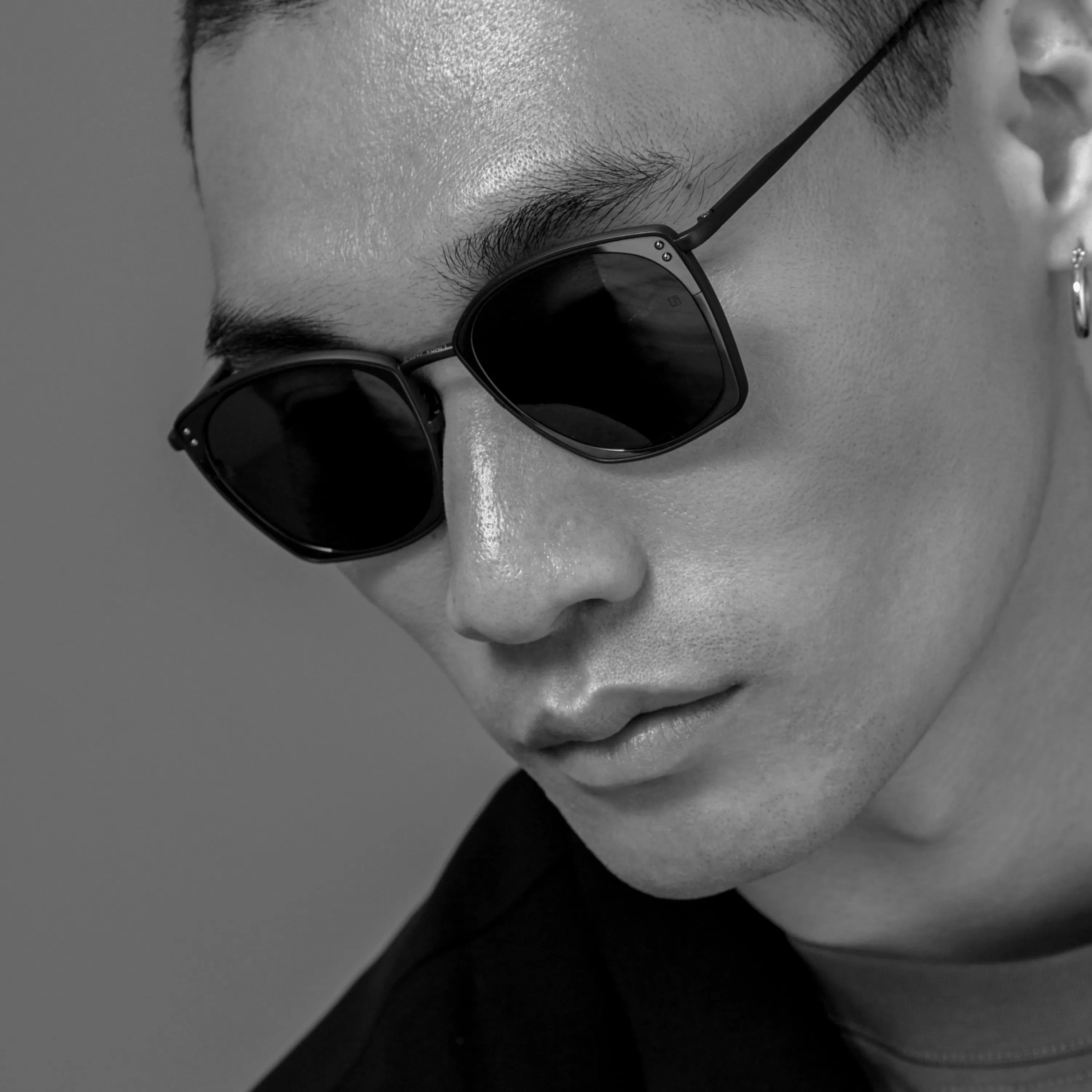 LINDA FARROW (U.K.) Milo Square Sunglasses in Matt Nickel