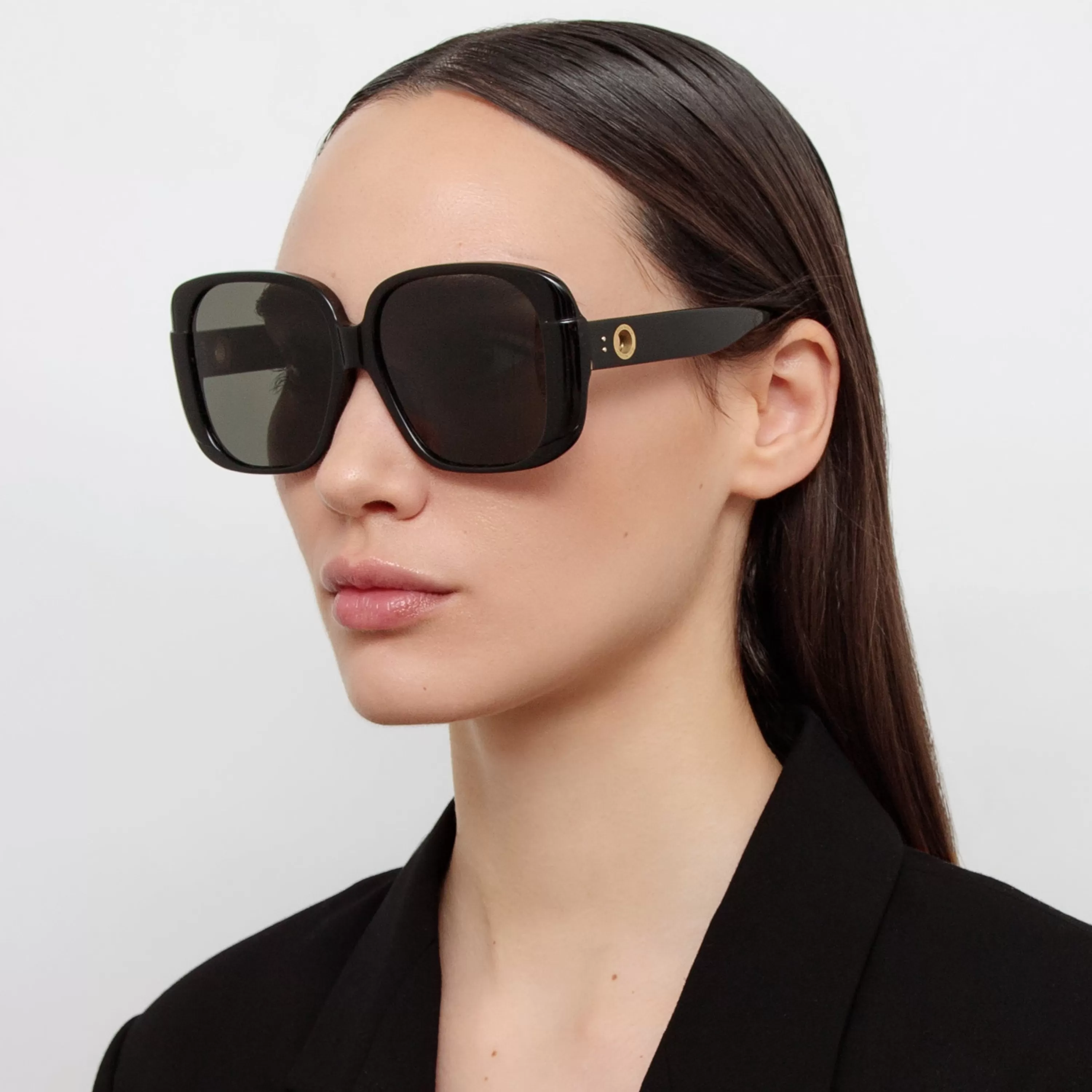 Women LINDA FARROW (U.K.) Mima Oversized Sunglasses in Black