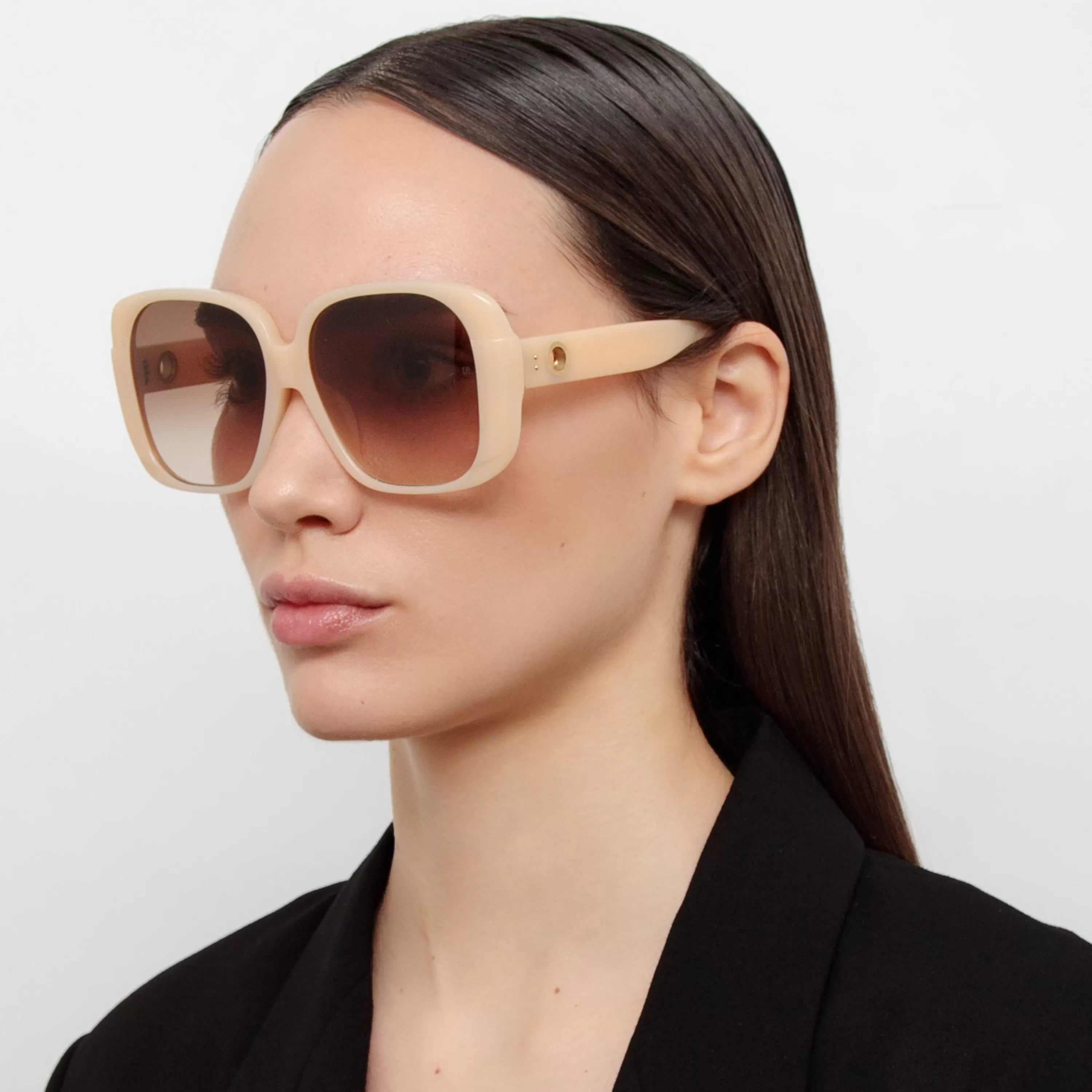 Women LINDA FARROW (U.K.) Mima Oversized Sunglasses in Peach