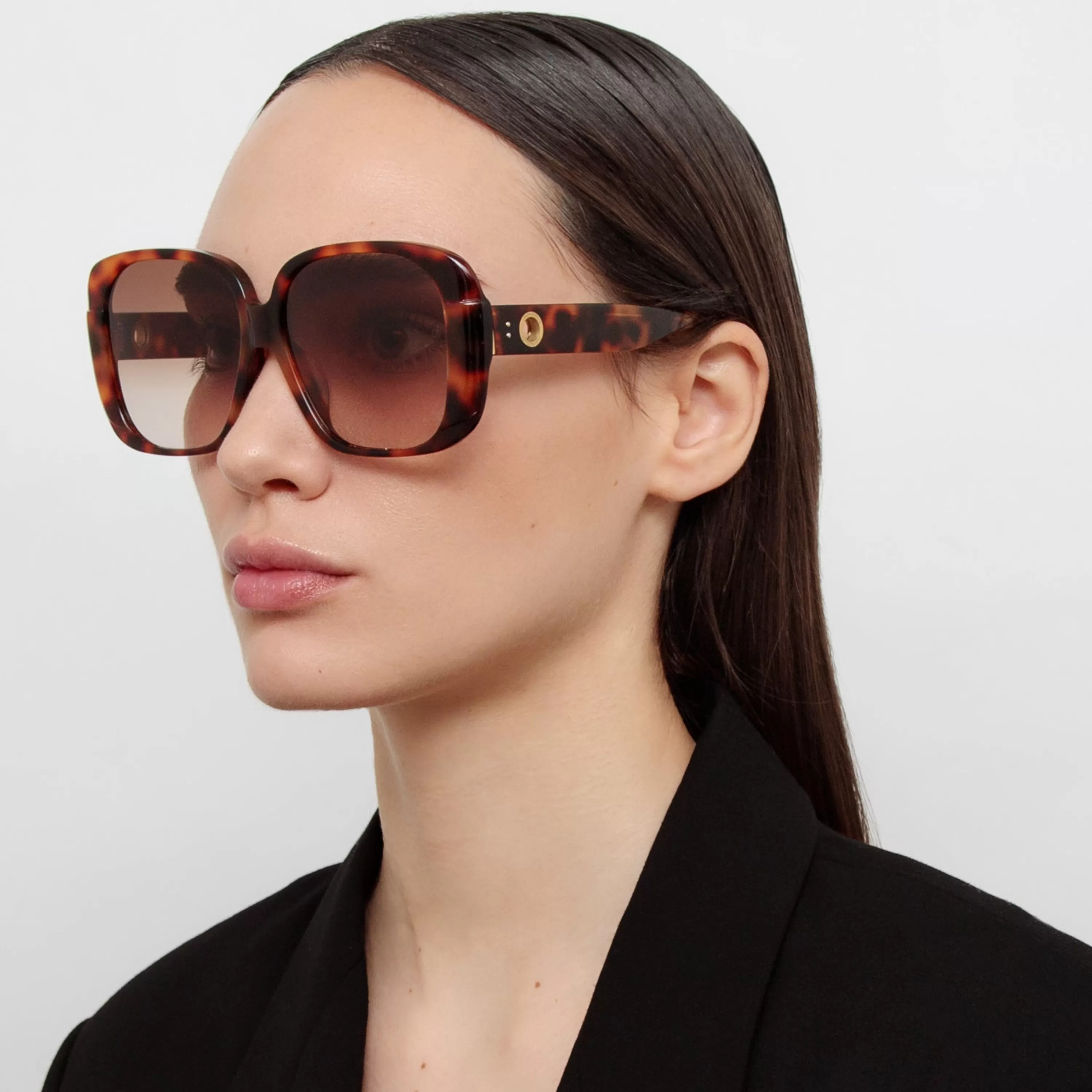 Women LINDA FARROW (U.K.) Mima Oversized Sunglasses in Tortoiseshell