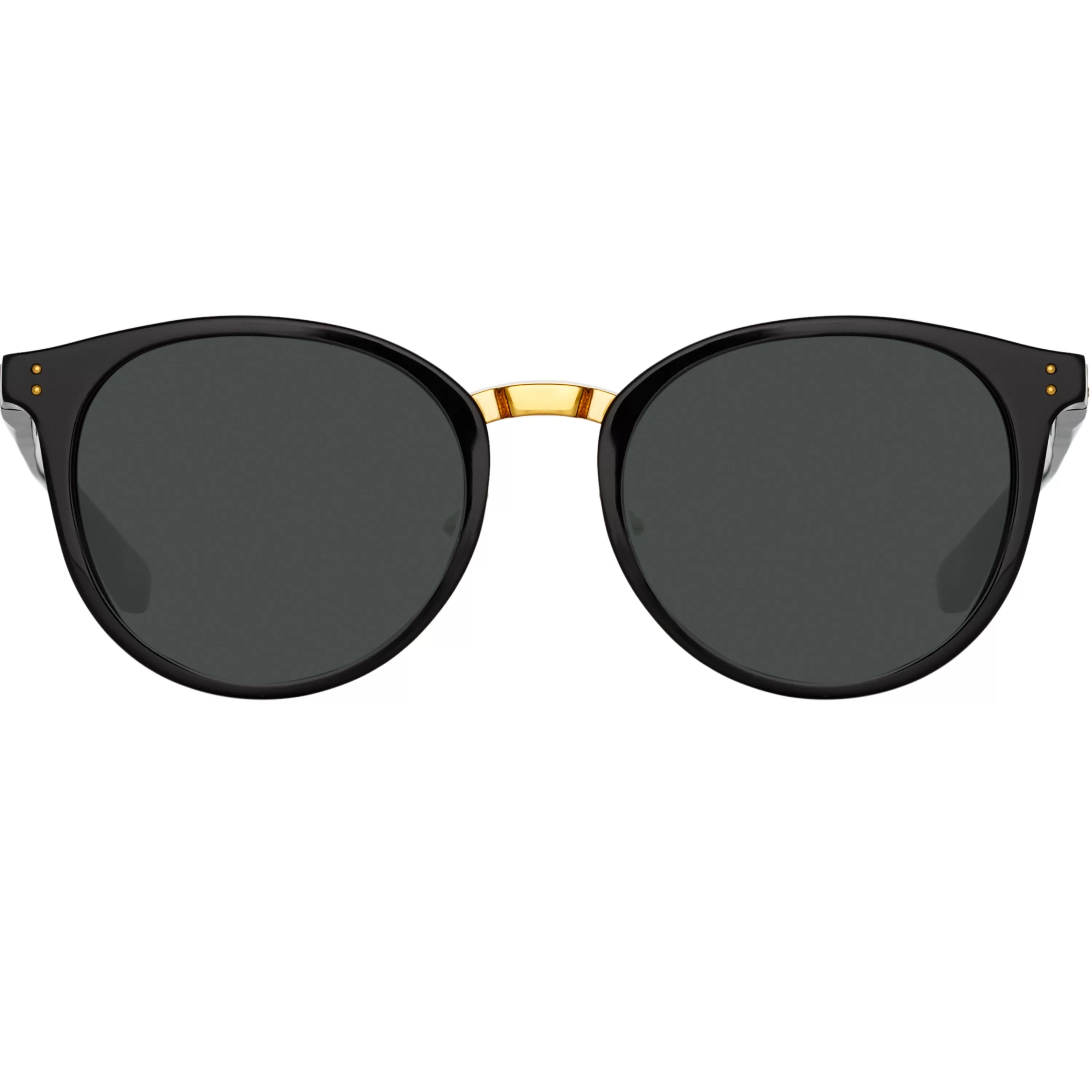 LINDA FARROW (U.K.) Morgan Oval Sunglasses in Black