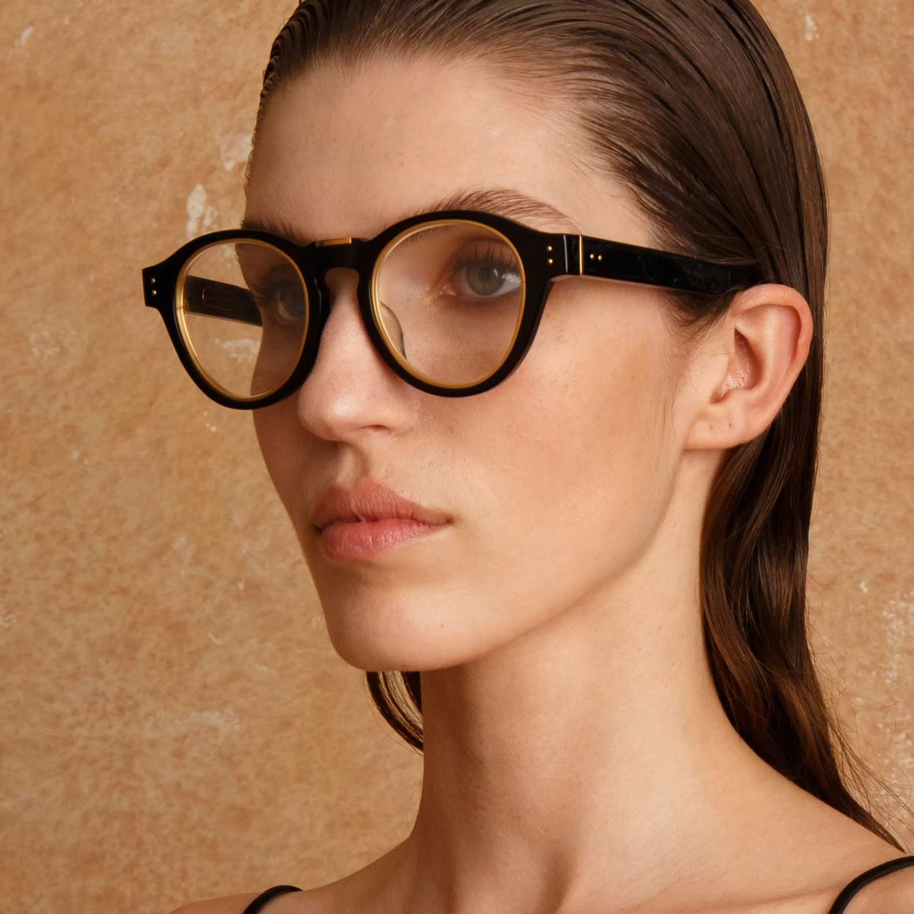 LINDA FARROW (U.K.) Morris Oval Optical Frame in Black