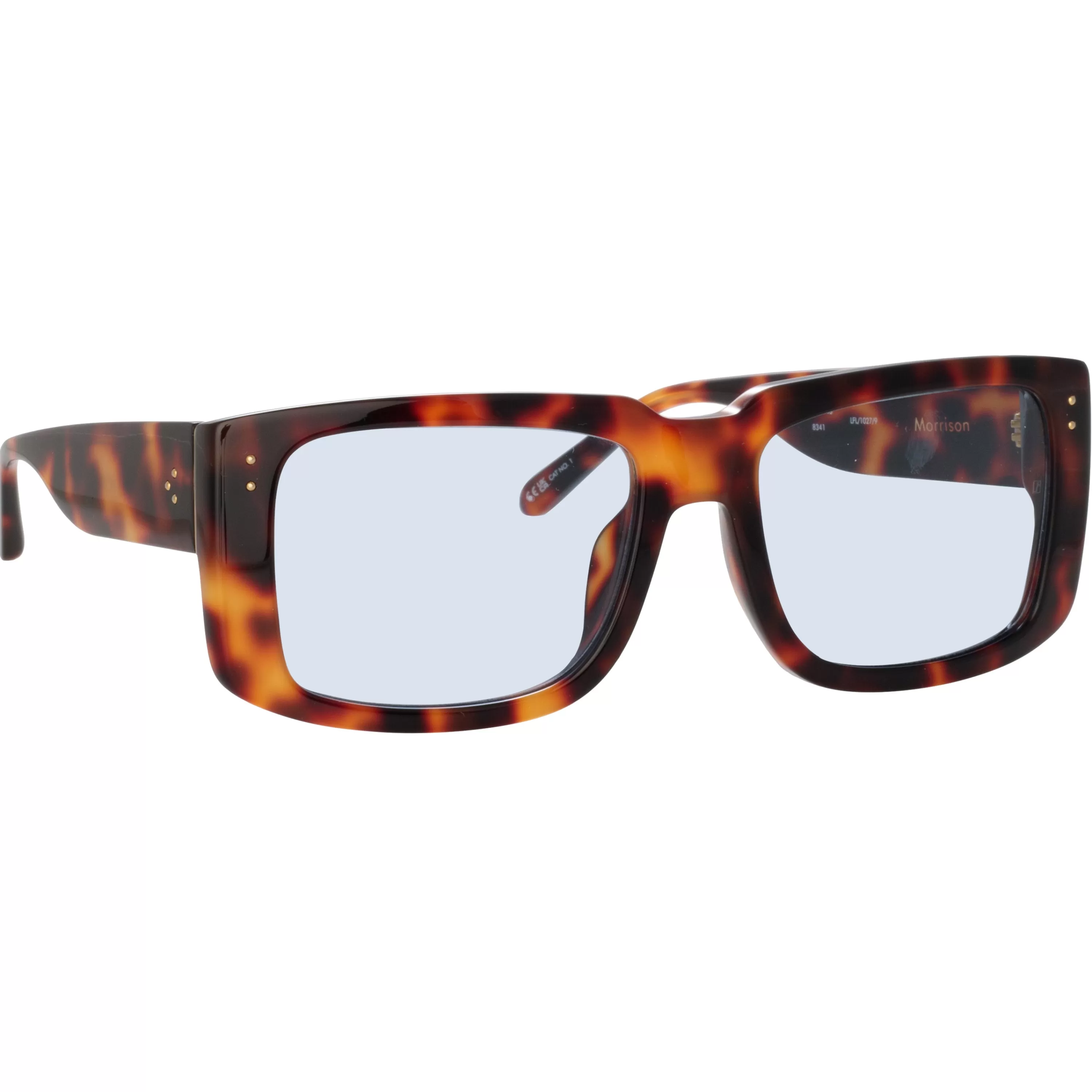 Linda Farrow Morrison Rectangular Sunglasses in Tortoiseshell and Blue