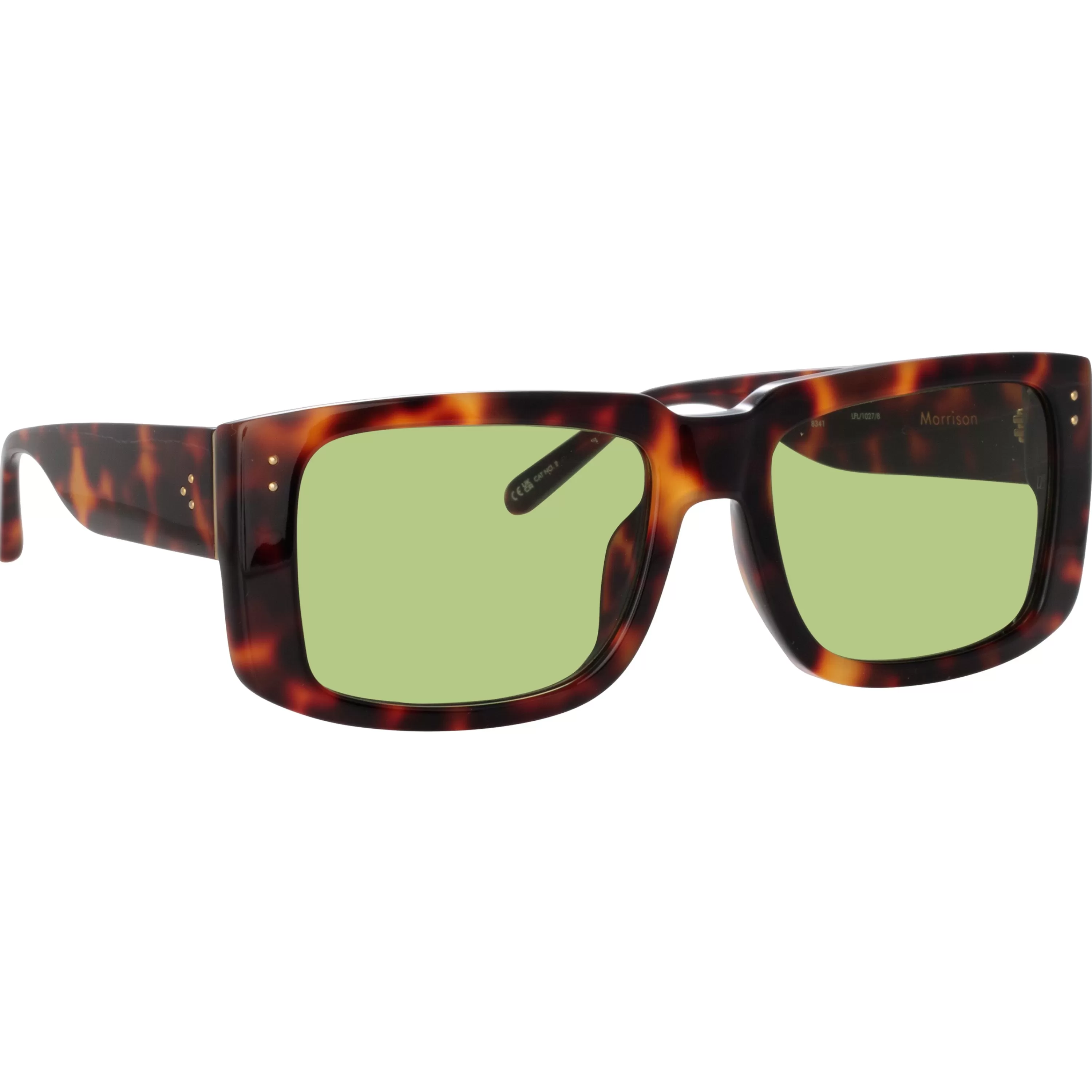 Linda Farrow Morrison Rectangular Sunglasses in Tortoiseshell and Green