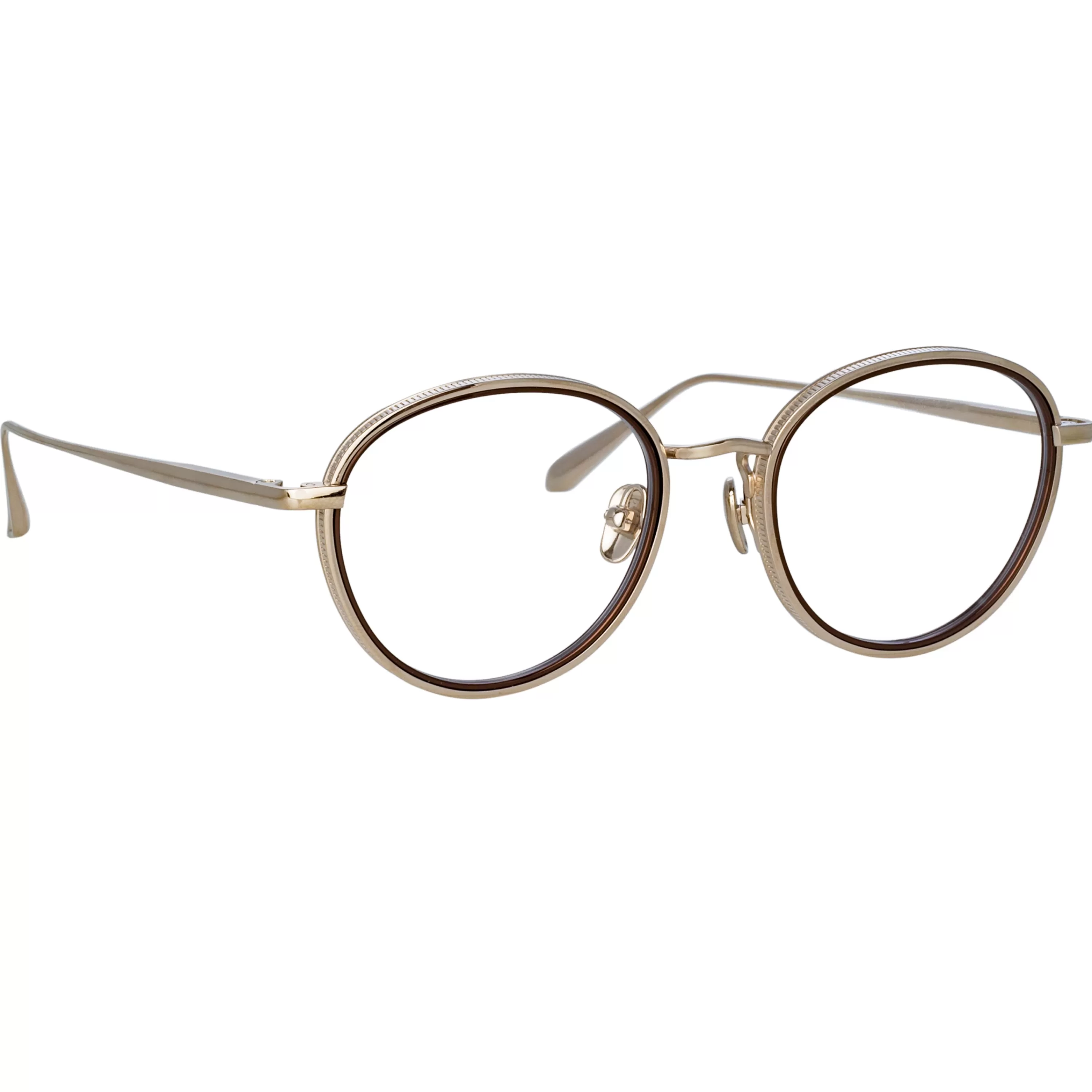 LINDA FARROW (U.K.) Moss Oval Optical Frame in Light Gold