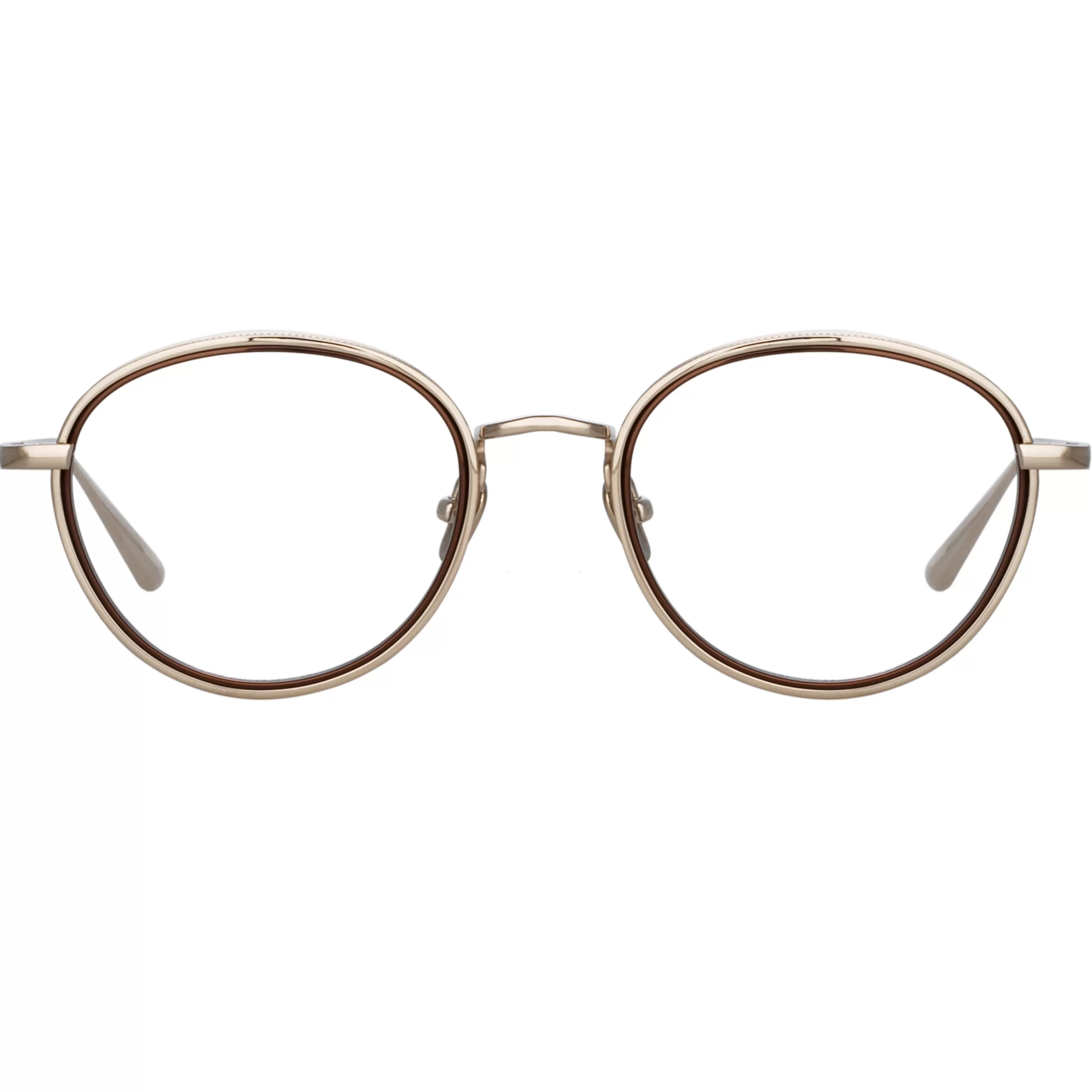 LINDA FARROW (U.K.) Moss Oval Optical Frame in Light Gold