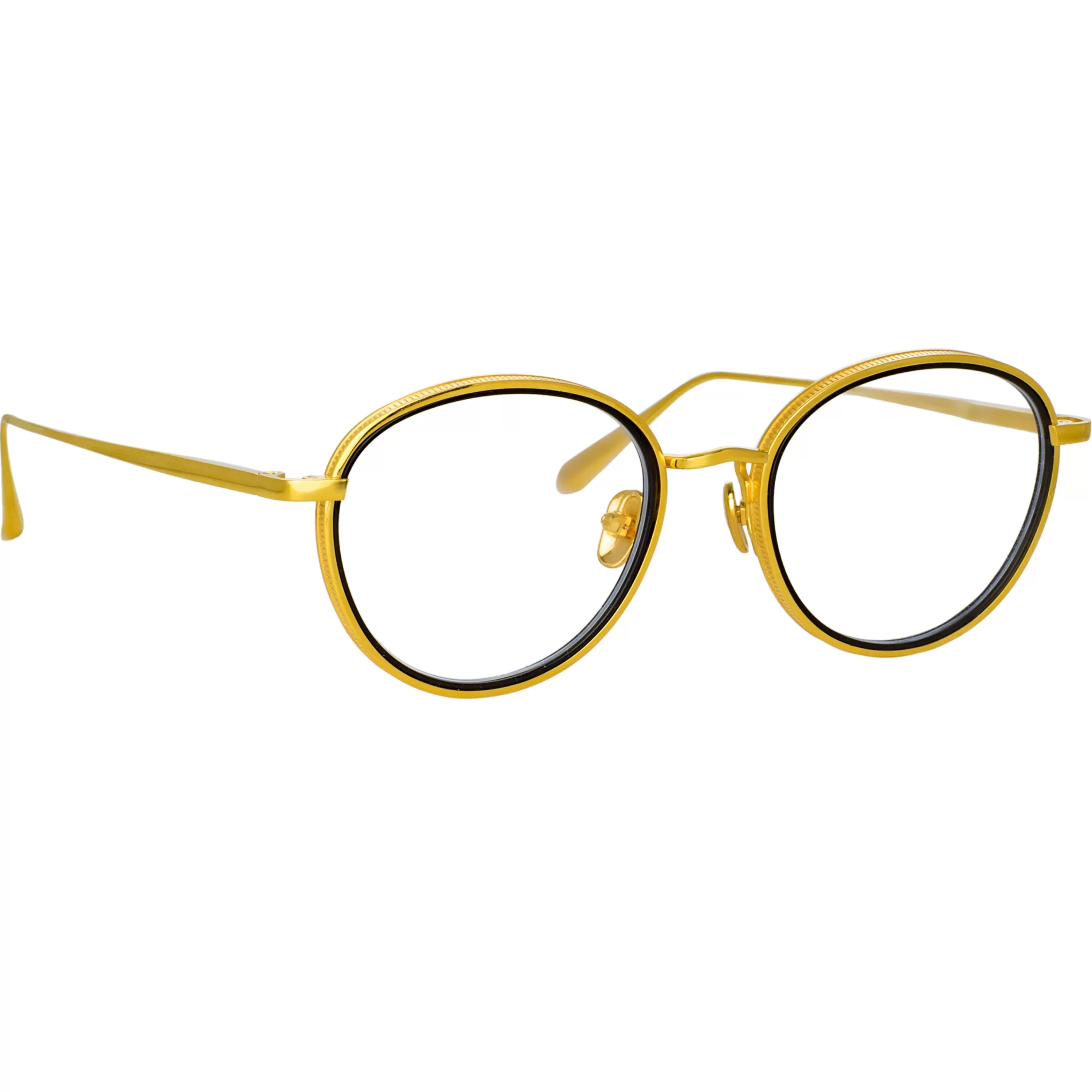 LINDA FARROW (U.K.) Moss Oval Optical Frame in Yellow Gold
