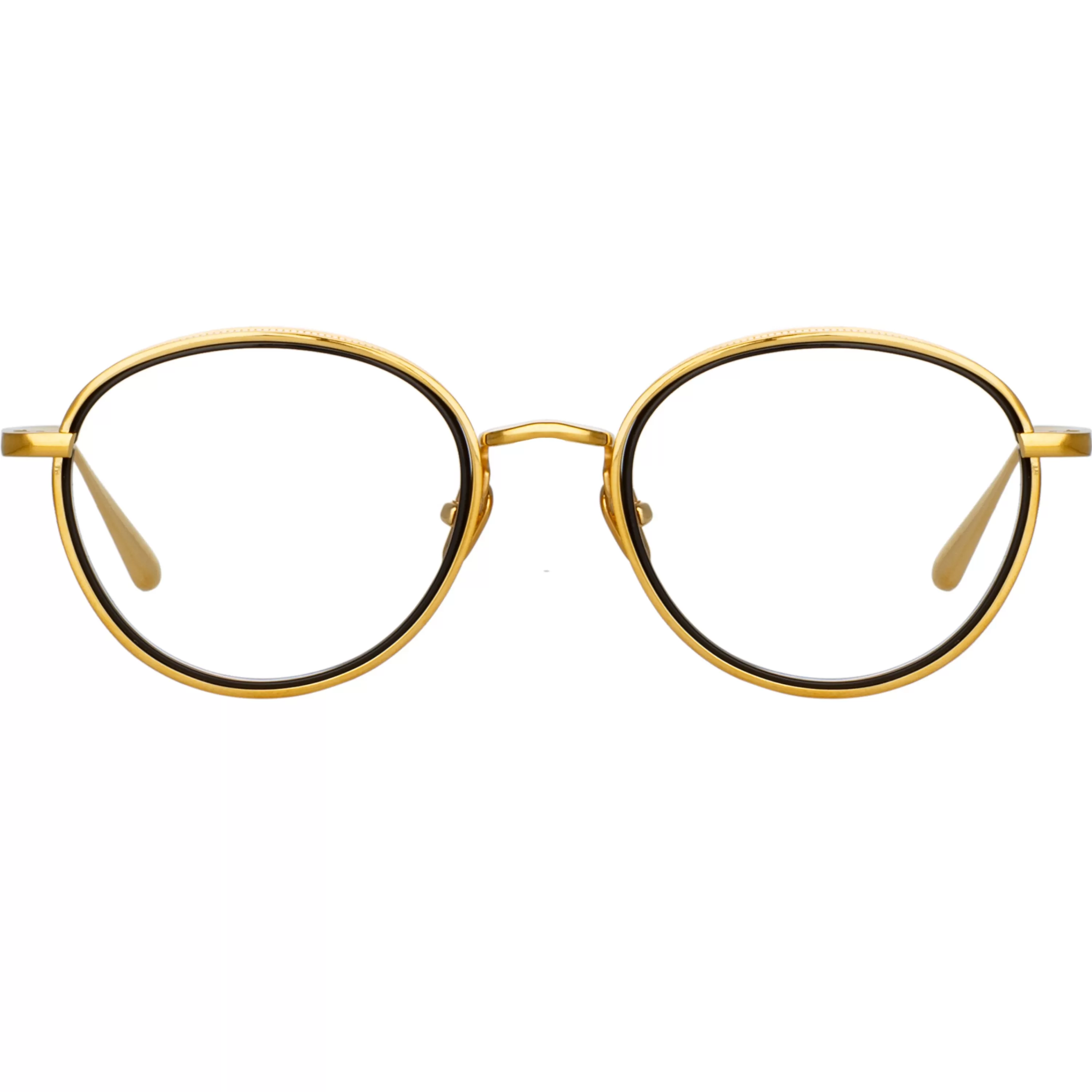 LINDA FARROW (U.K.) Moss Oval Optical Frame in Yellow Gold
