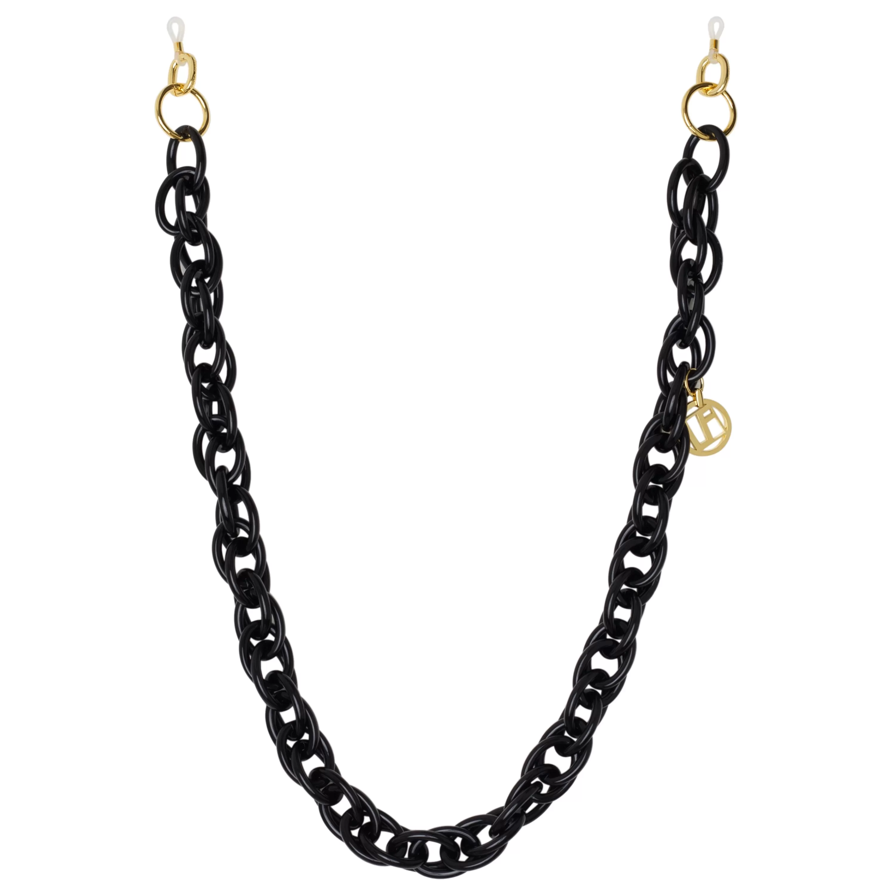 LINDA FARROW (U.K.) Multi Loop Black Acetate Chain
