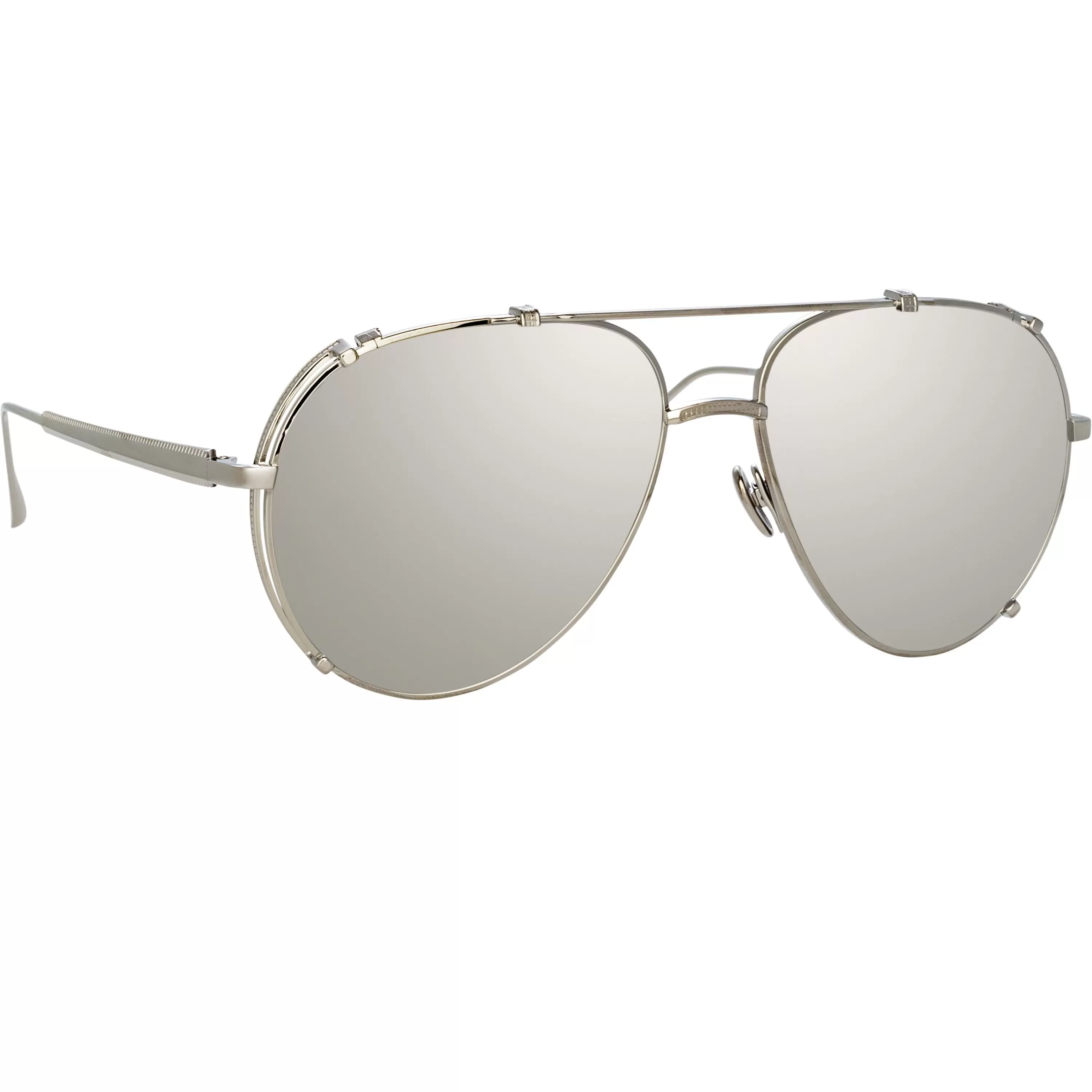 Linda Farrow Newman Aviator Sunglasses in White Gold