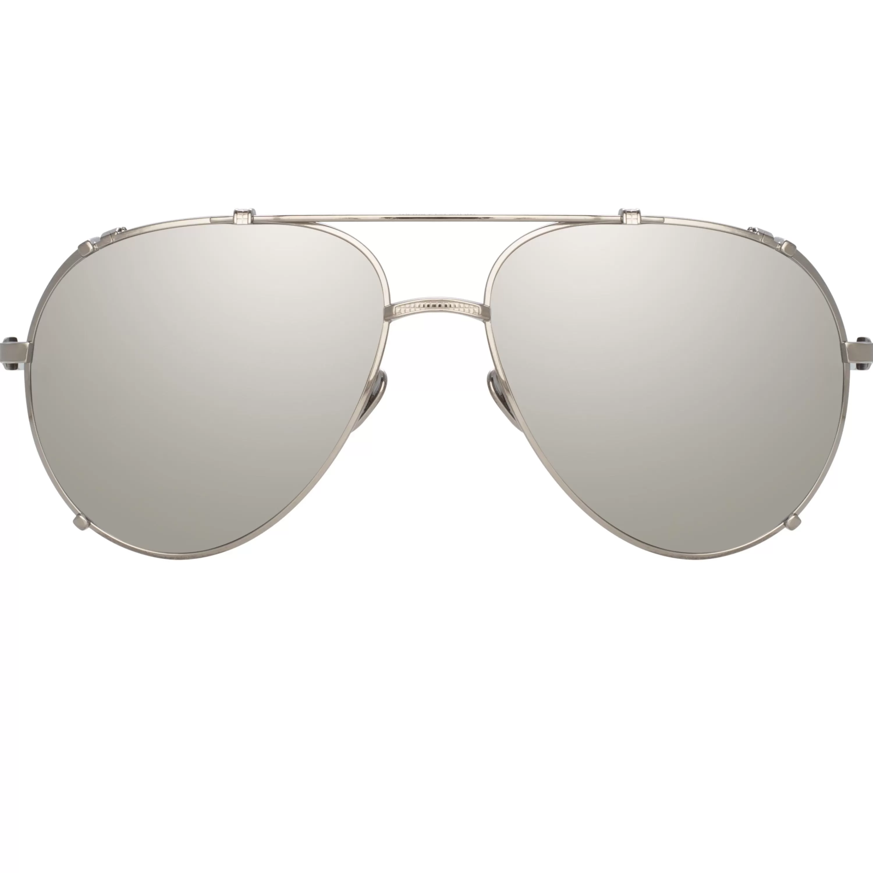 Linda Farrow Newman Aviator Sunglasses in White Gold