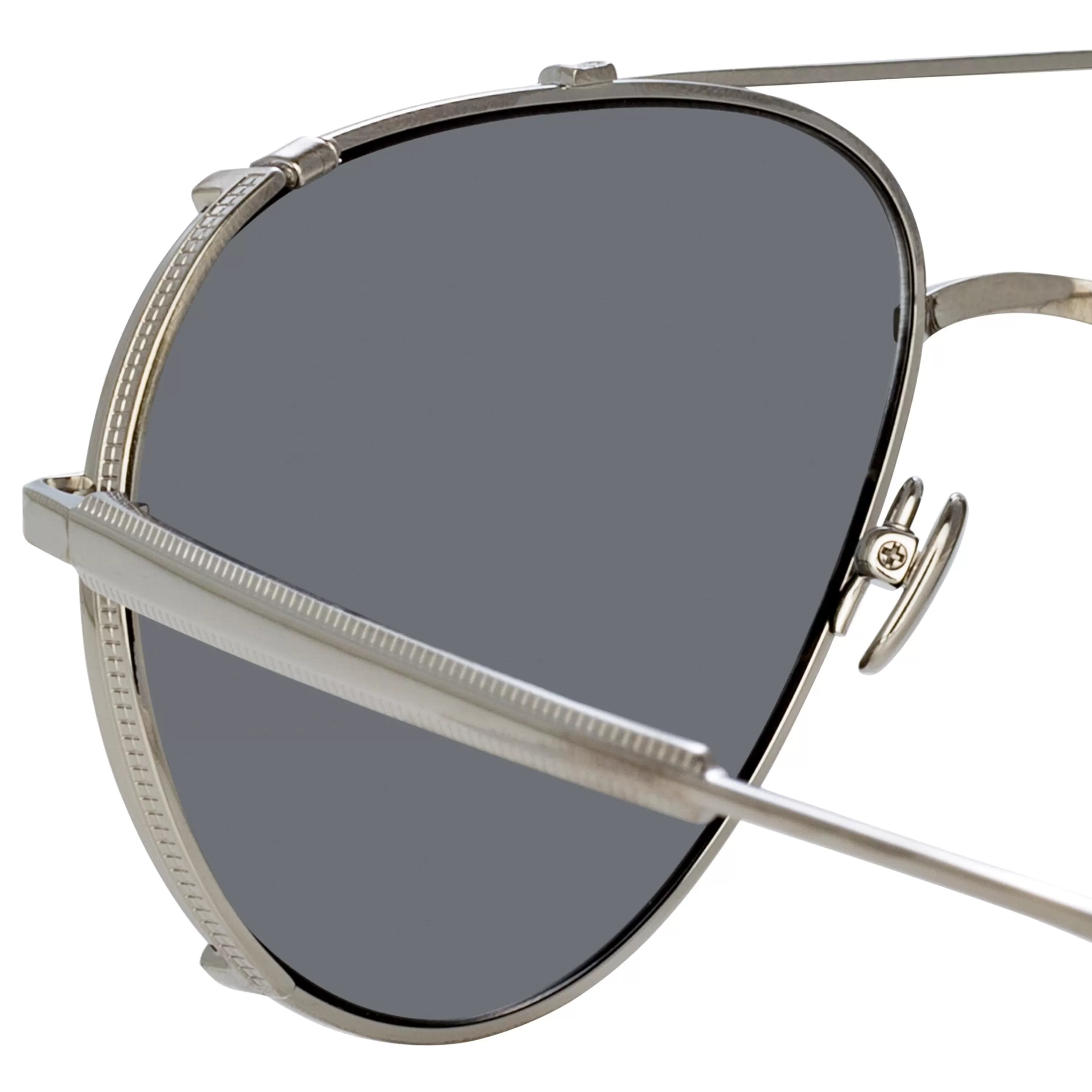 newman_aviator_sunglasses_in_white_gold_3.webp Linda Farrow Newman Aviator Sunglasses in White Gold