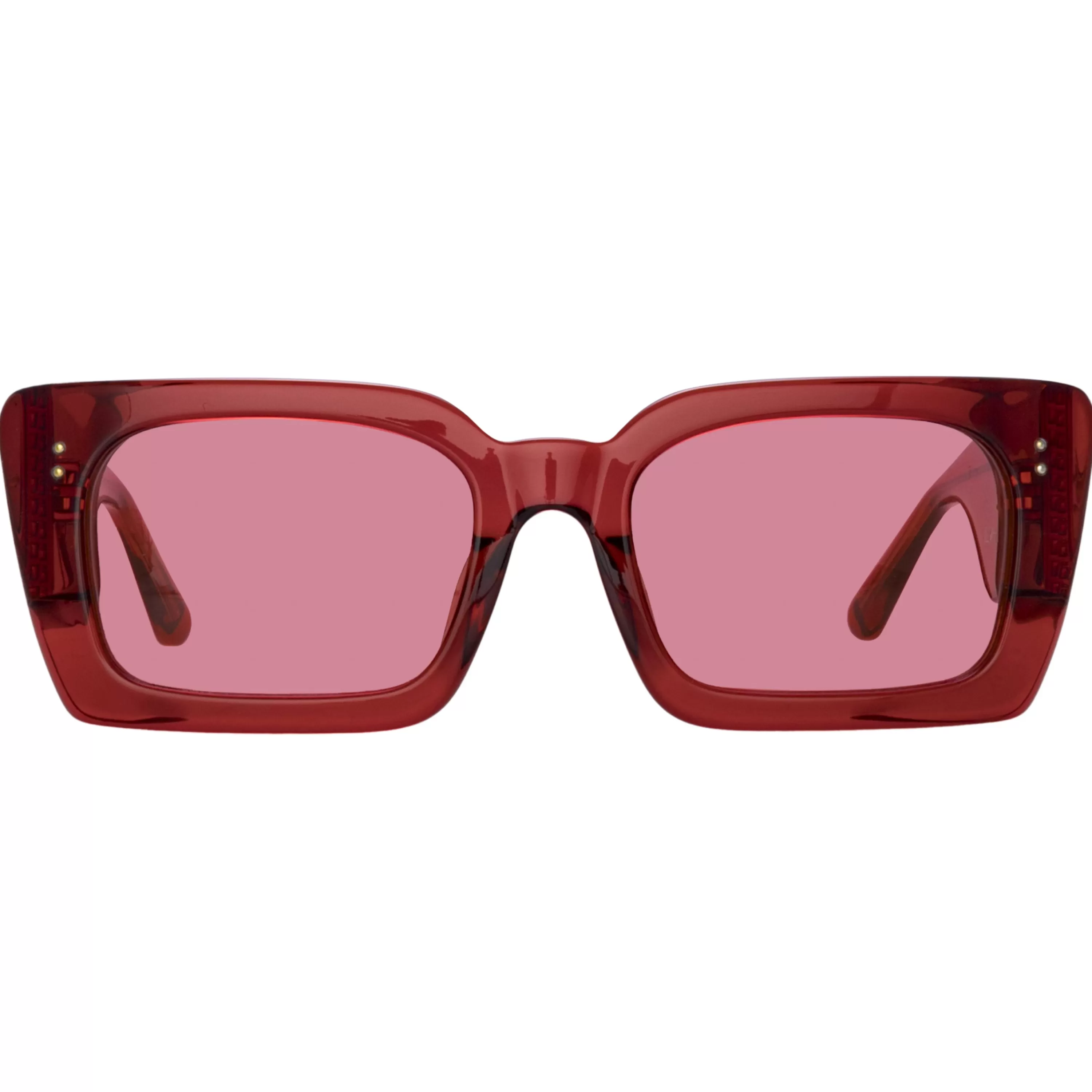 Women LINDA FARROW (U.K.) Nieve Rectangular Sunglasses in Red