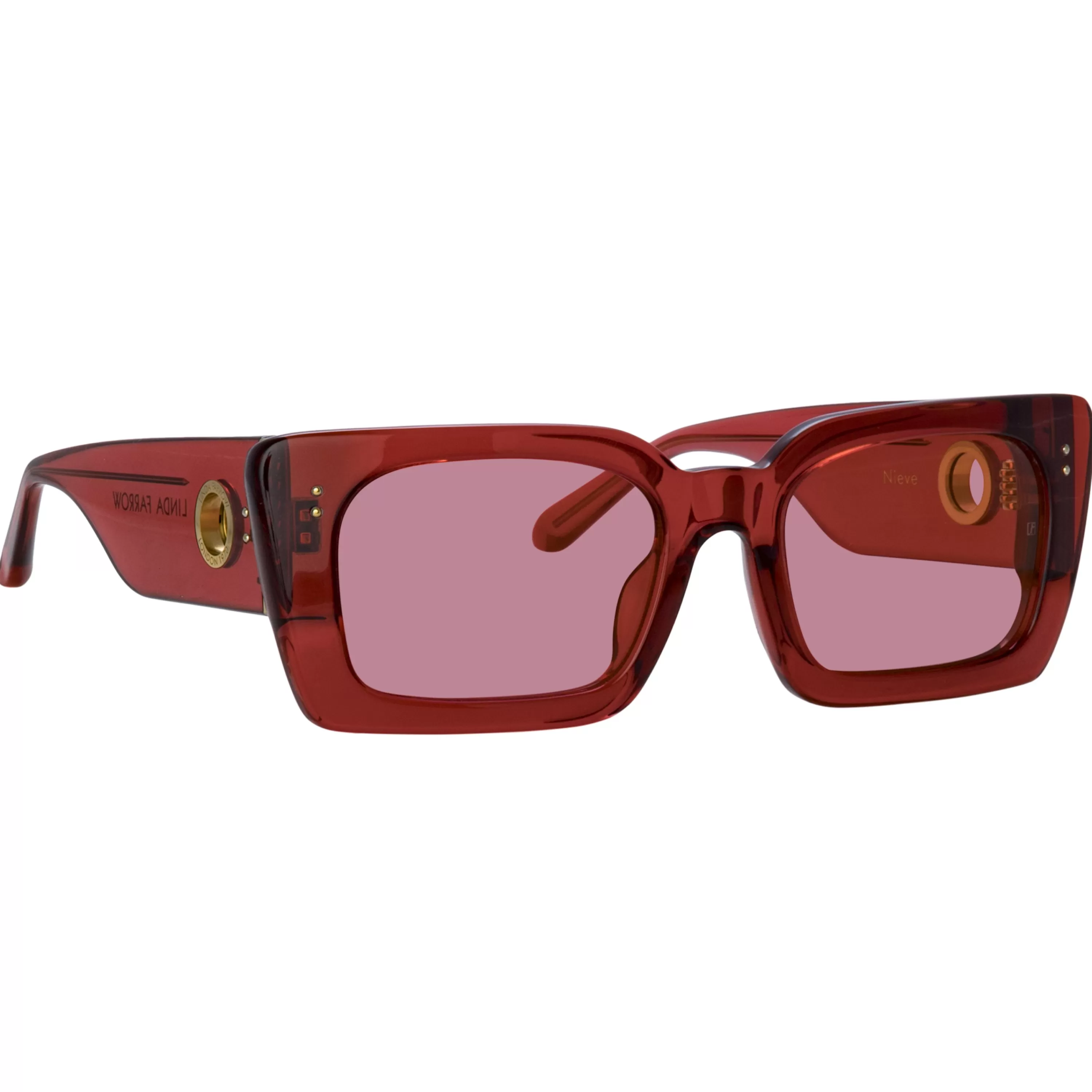 nieve_rectangular_sunglasses_in_red_2.webp Women LINDA FARROW (U.K.) Nieve Rectangular Sunglasses in Red