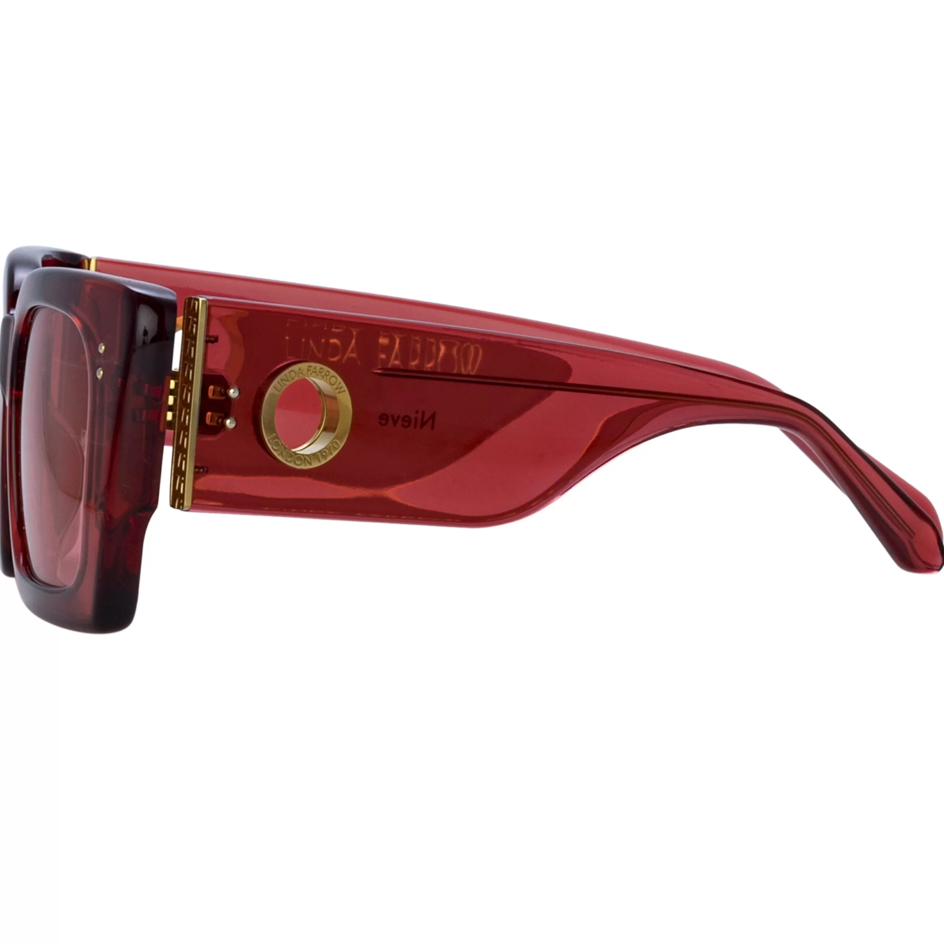 nieve_rectangular_sunglasses_in_red_3.webp Women LINDA FARROW (U.K.) Nieve Rectangular Sunglasses in Red
