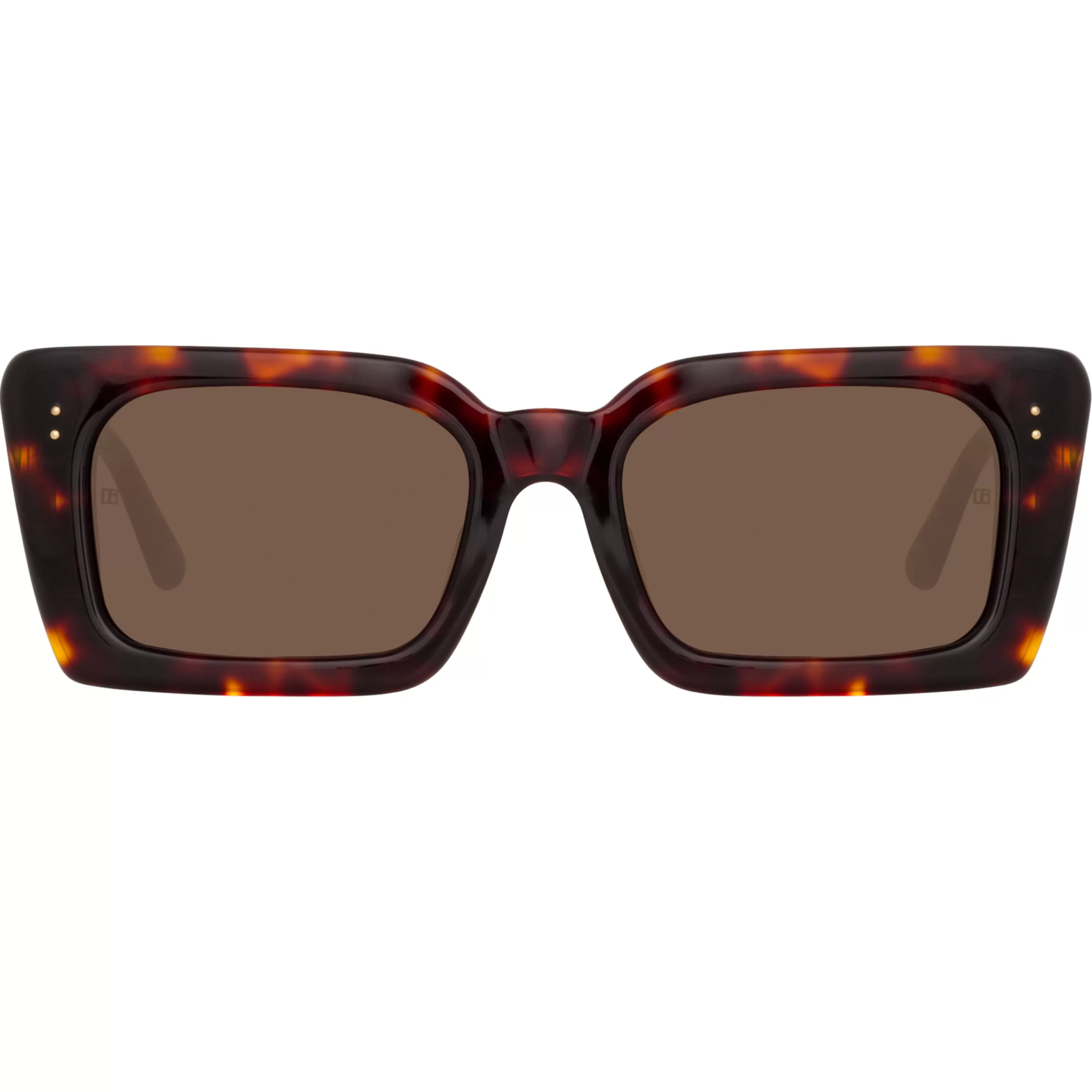Women LINDA FARROW (U.K.) Nieve Rectangular Sunglasses in Tortoiseshell