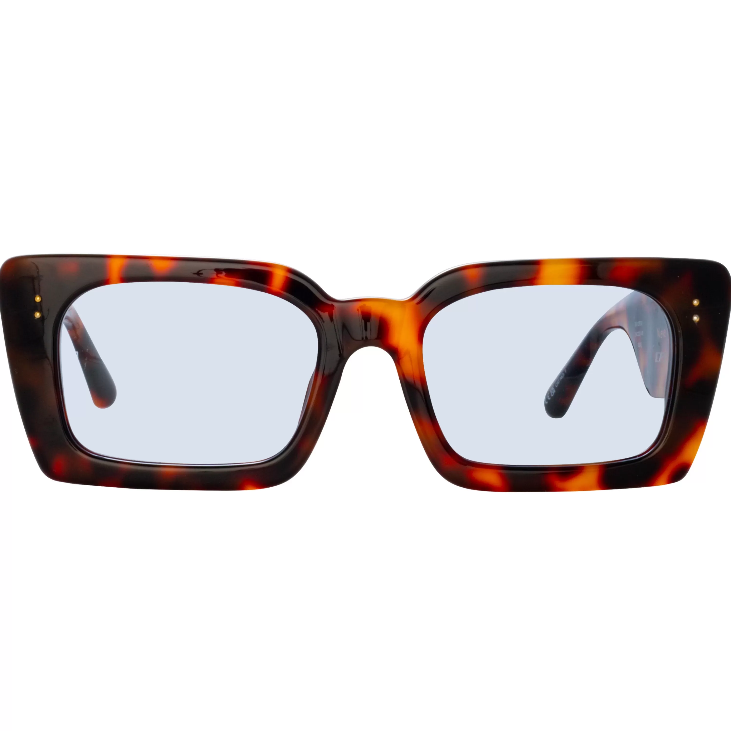 Women LINDA FARROW (U.K.) Nieve Rectangular Sunglasses in Tortoiseshell and Blue