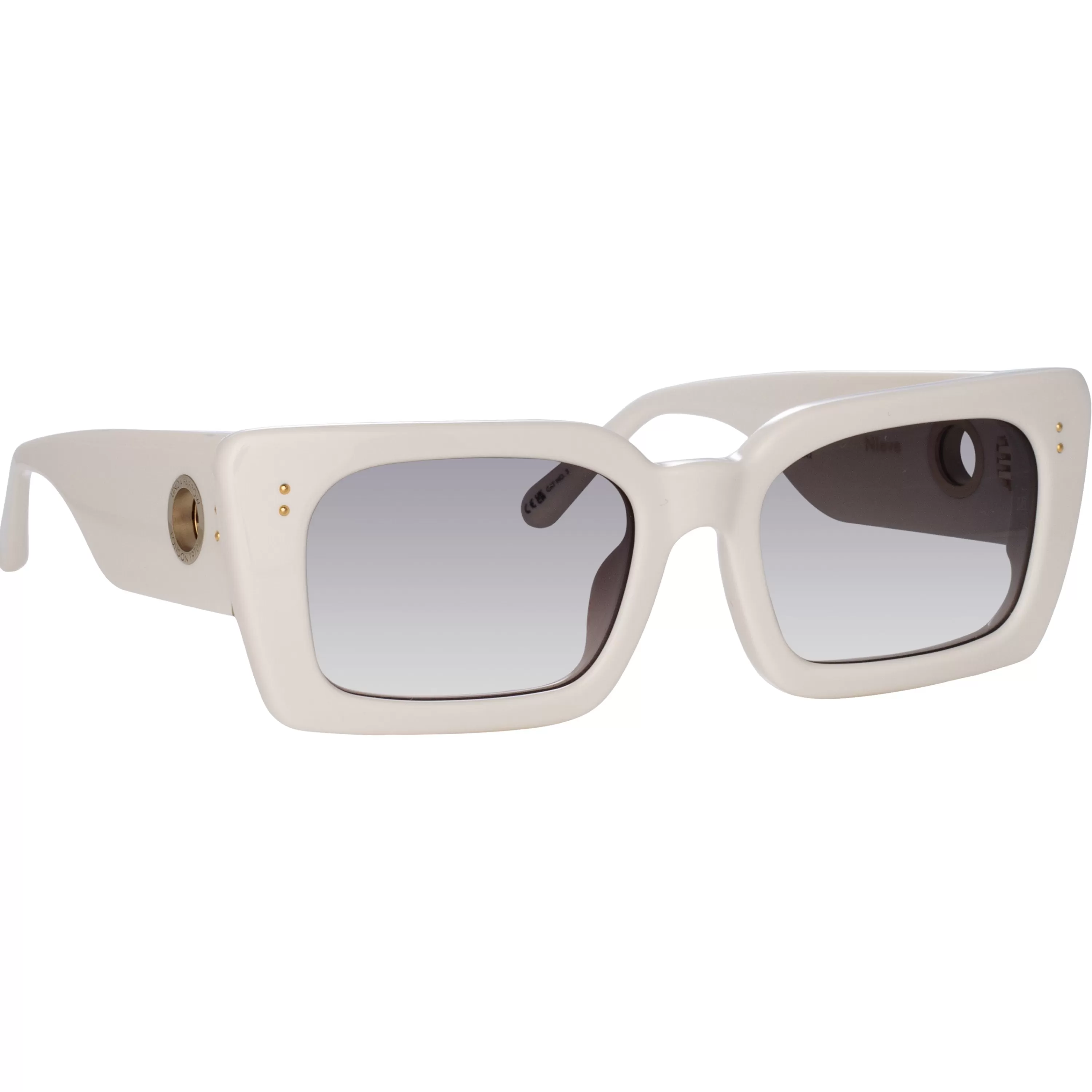 nieve_rectangular_sunglasses_in_white_2.webp Women LINDA FARROW (U.K.) Nieve Rectangular Sunglasses in White