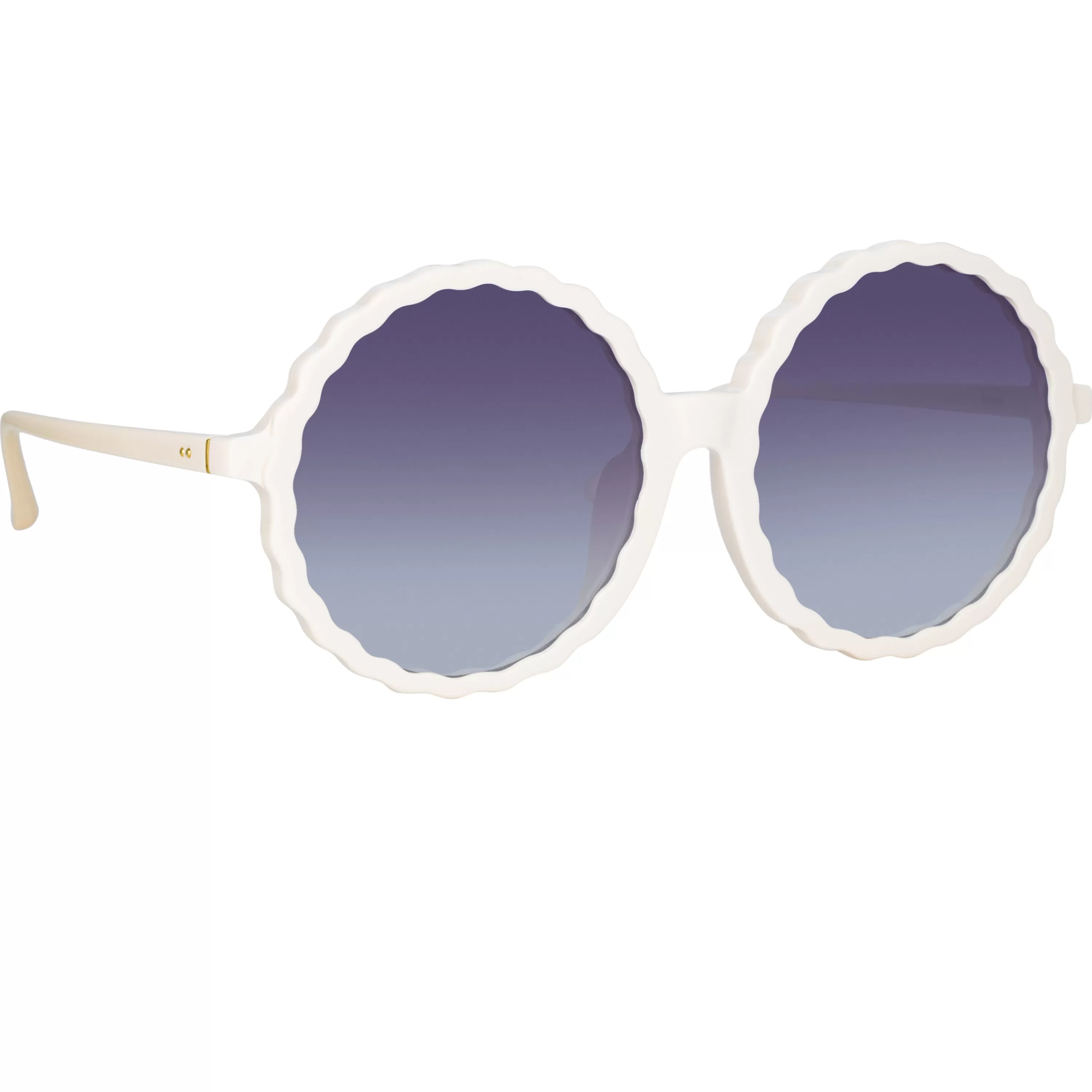 Women LINDA FARROW (U.K.) Nova Round Sunglasses in Cream