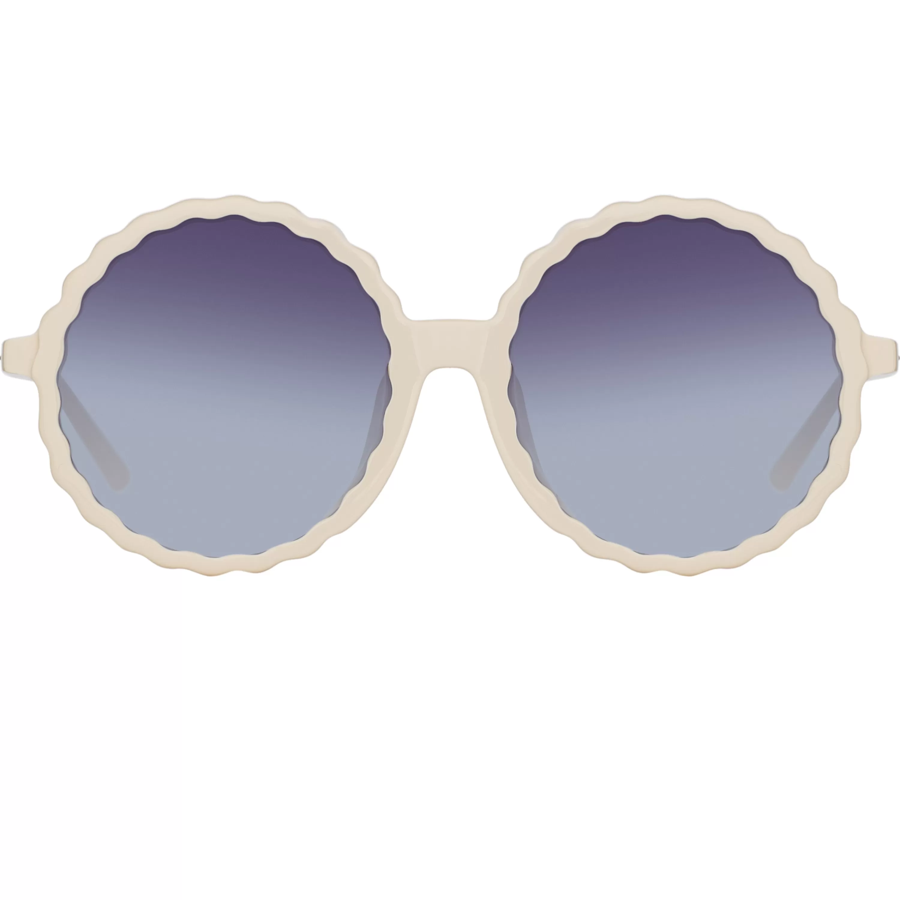 Women LINDA FARROW (U.K.) Nova Round Sunglasses in Cream