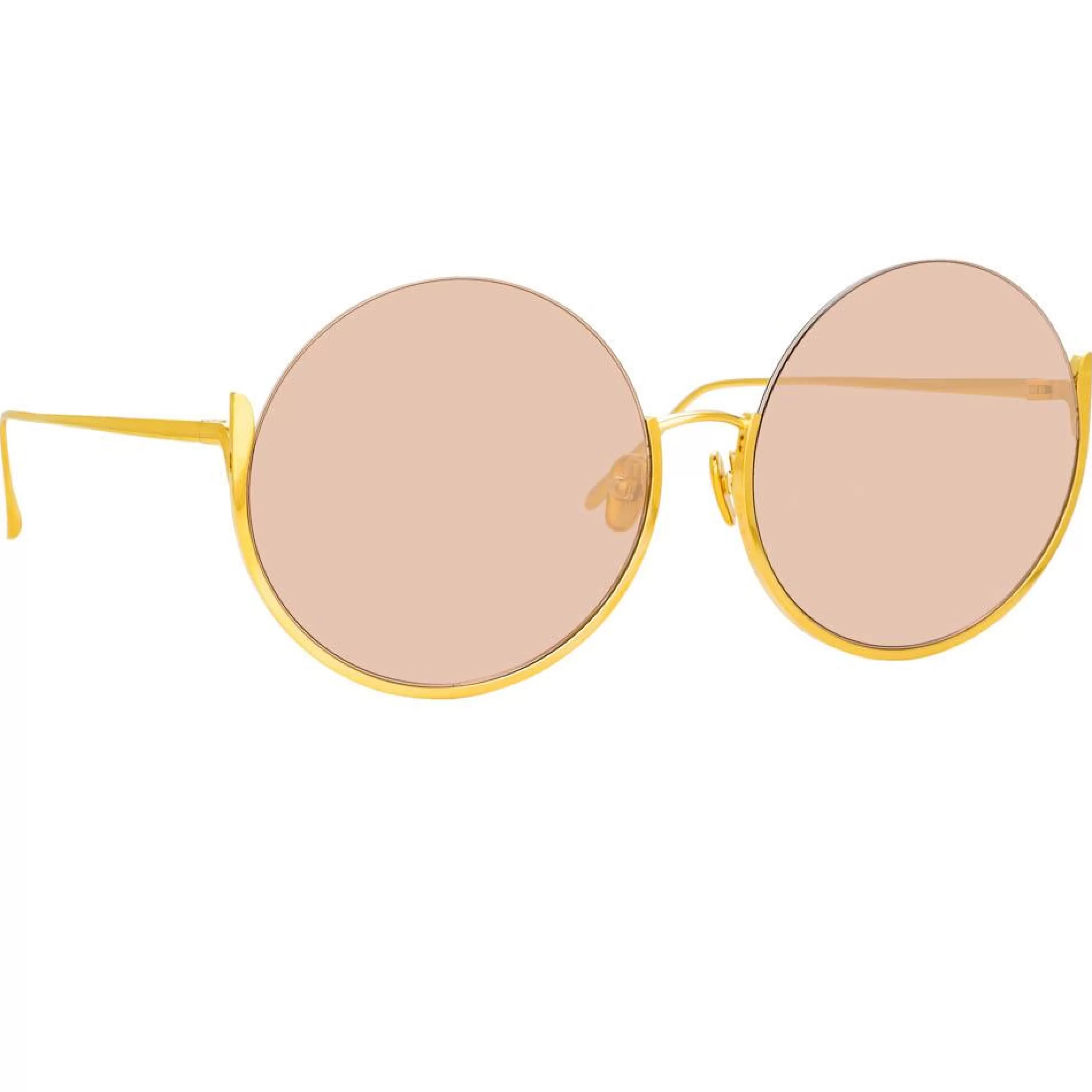 Linda Farrow Olivia Round Sunglasses in Light Gold