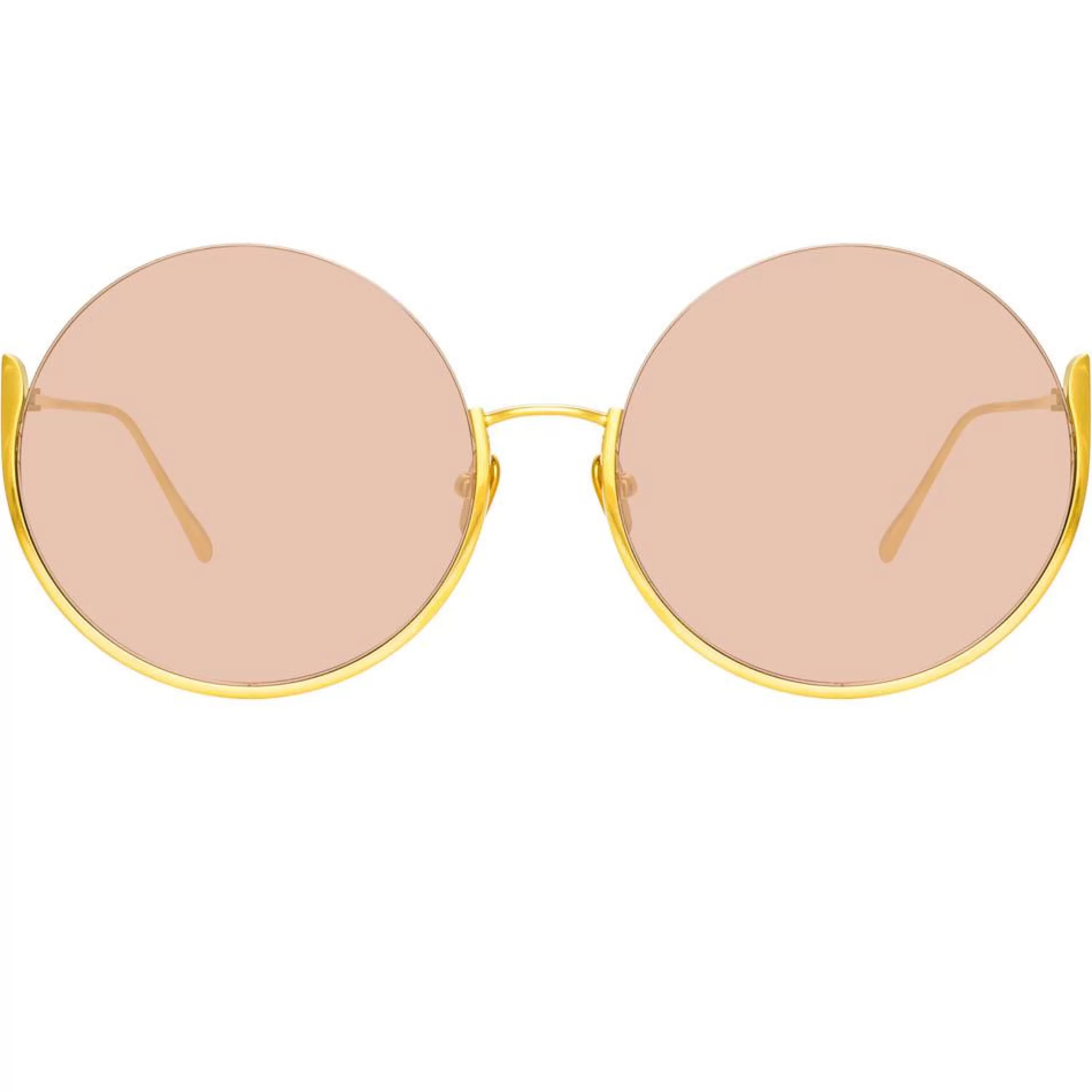 Linda Farrow Olivia Round Sunglasses in Light Gold