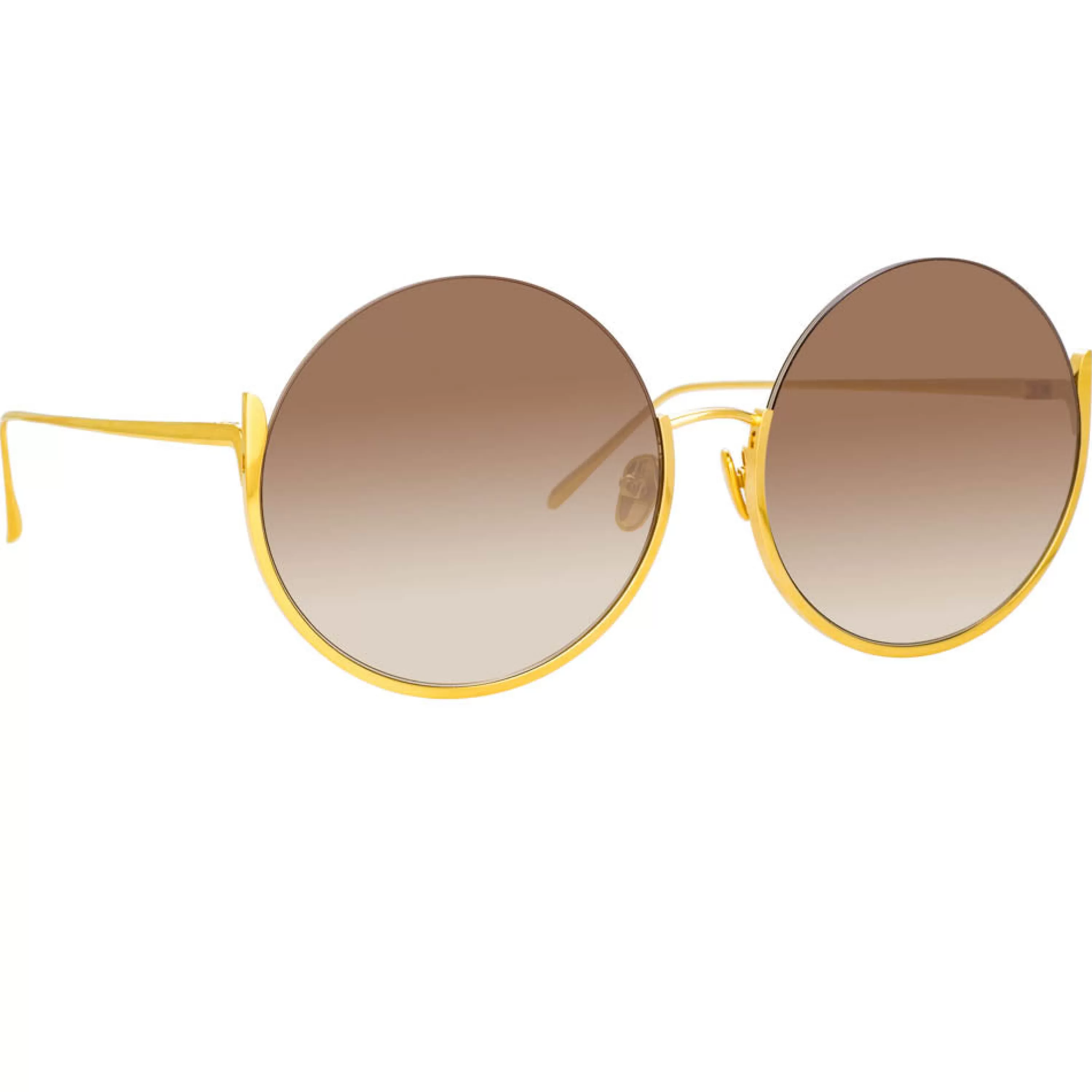 Linda Farrow Olivia Round Sunglasses in Yellow Gold