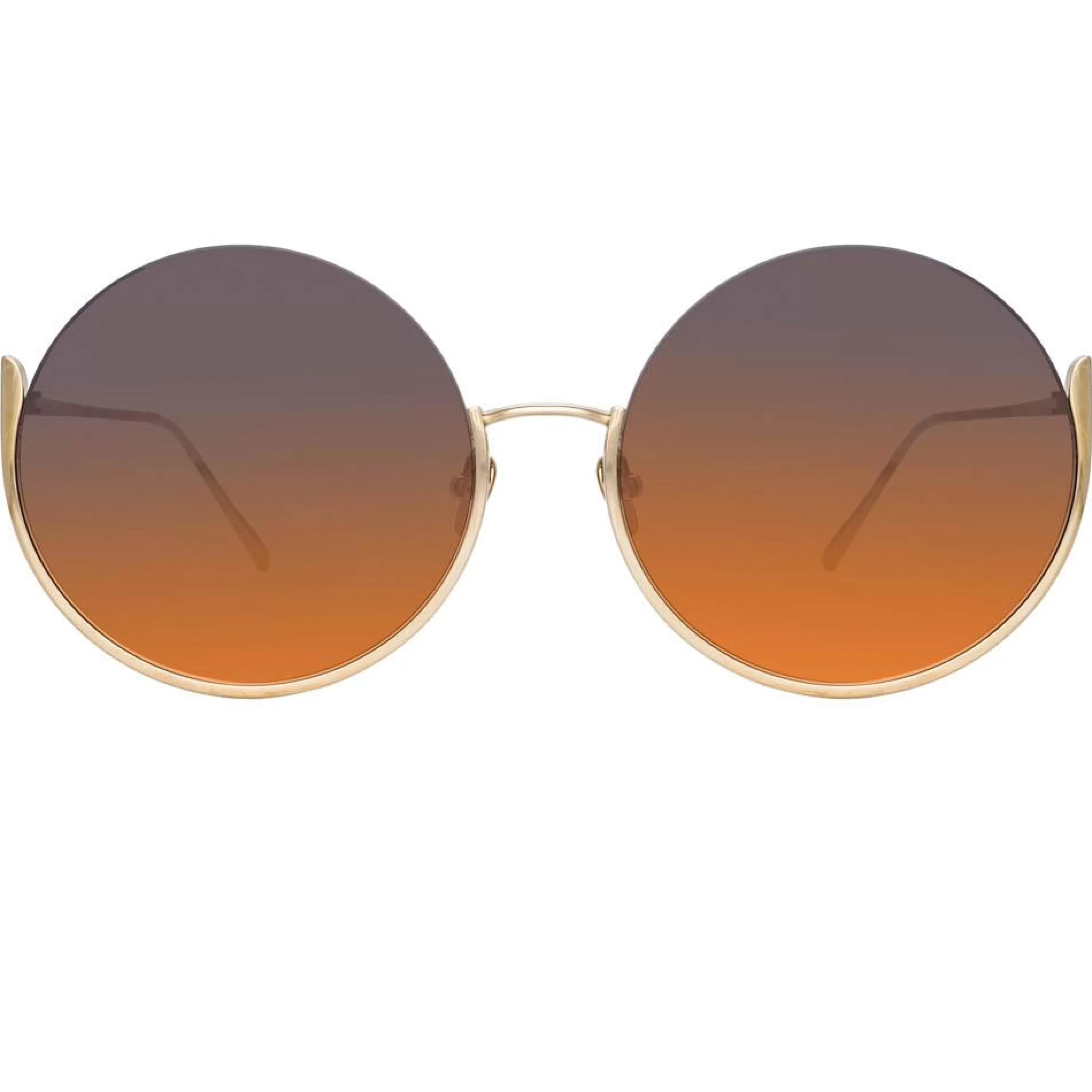 Linda Farrow Olivia Round Sunglasses in Yellow Gold