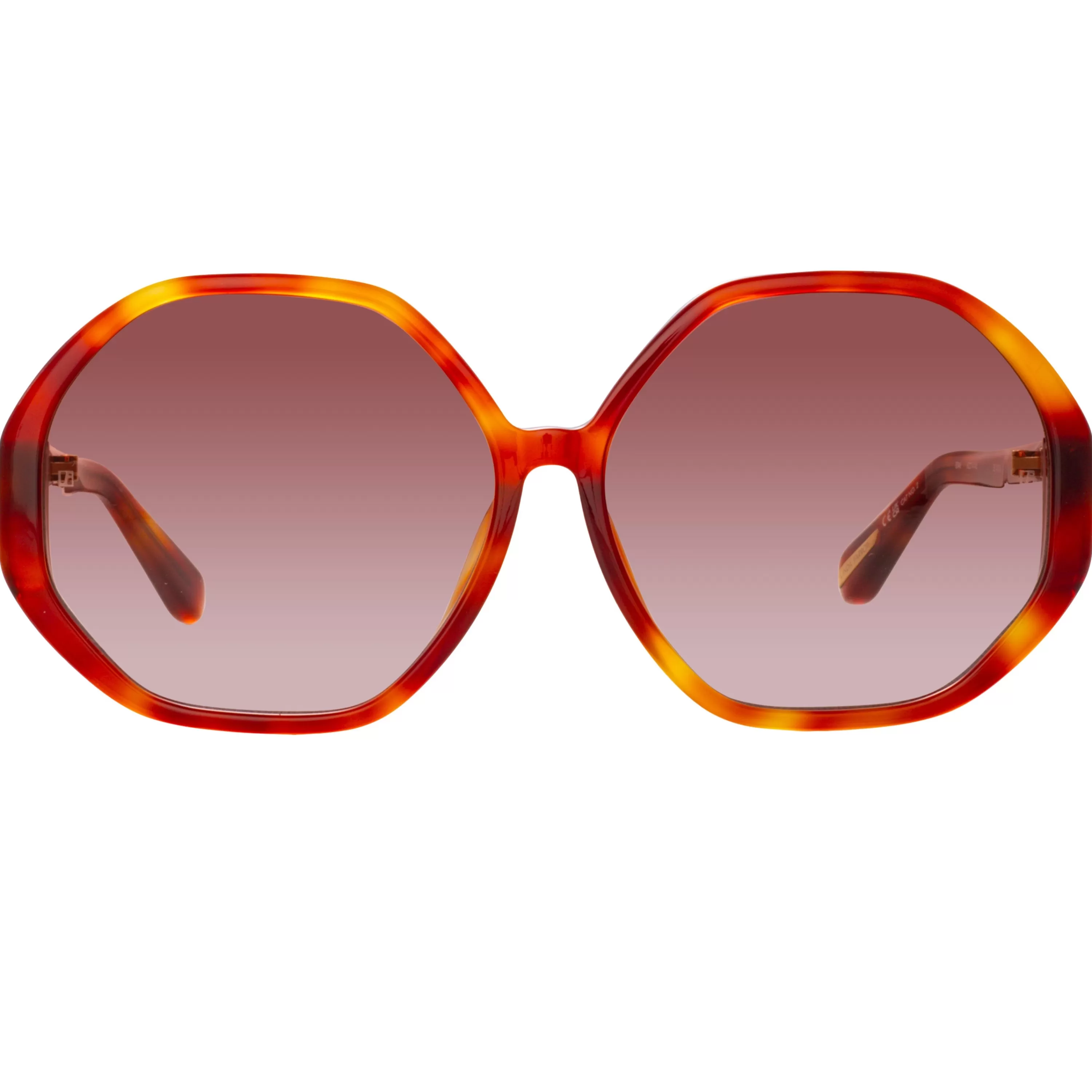 Women LINDA FARROW (U.K.) Paloma Hexagon Sunglasses in Amber