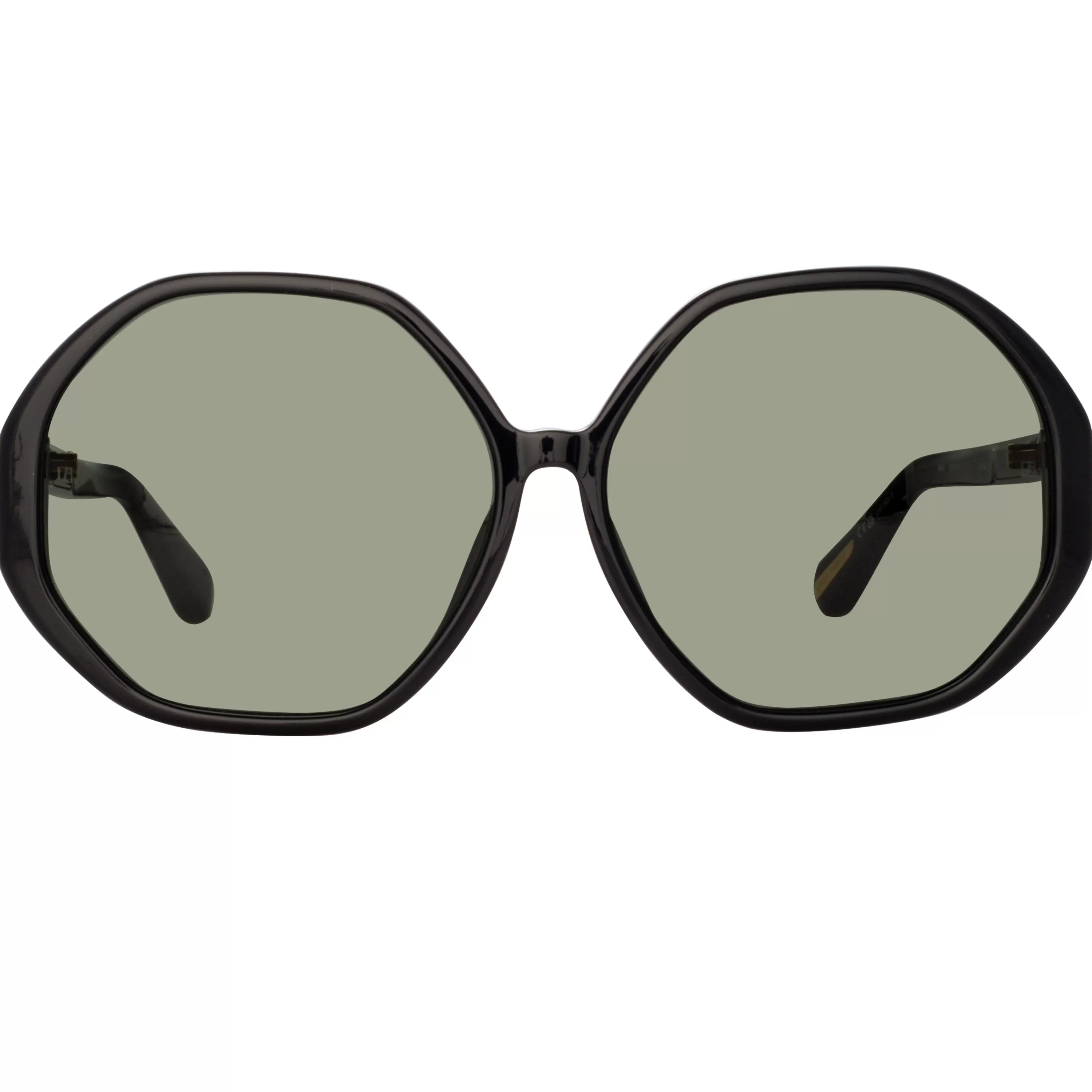Women LINDA FARROW (U.K.) Paloma Hexagon Sunglasses in Black